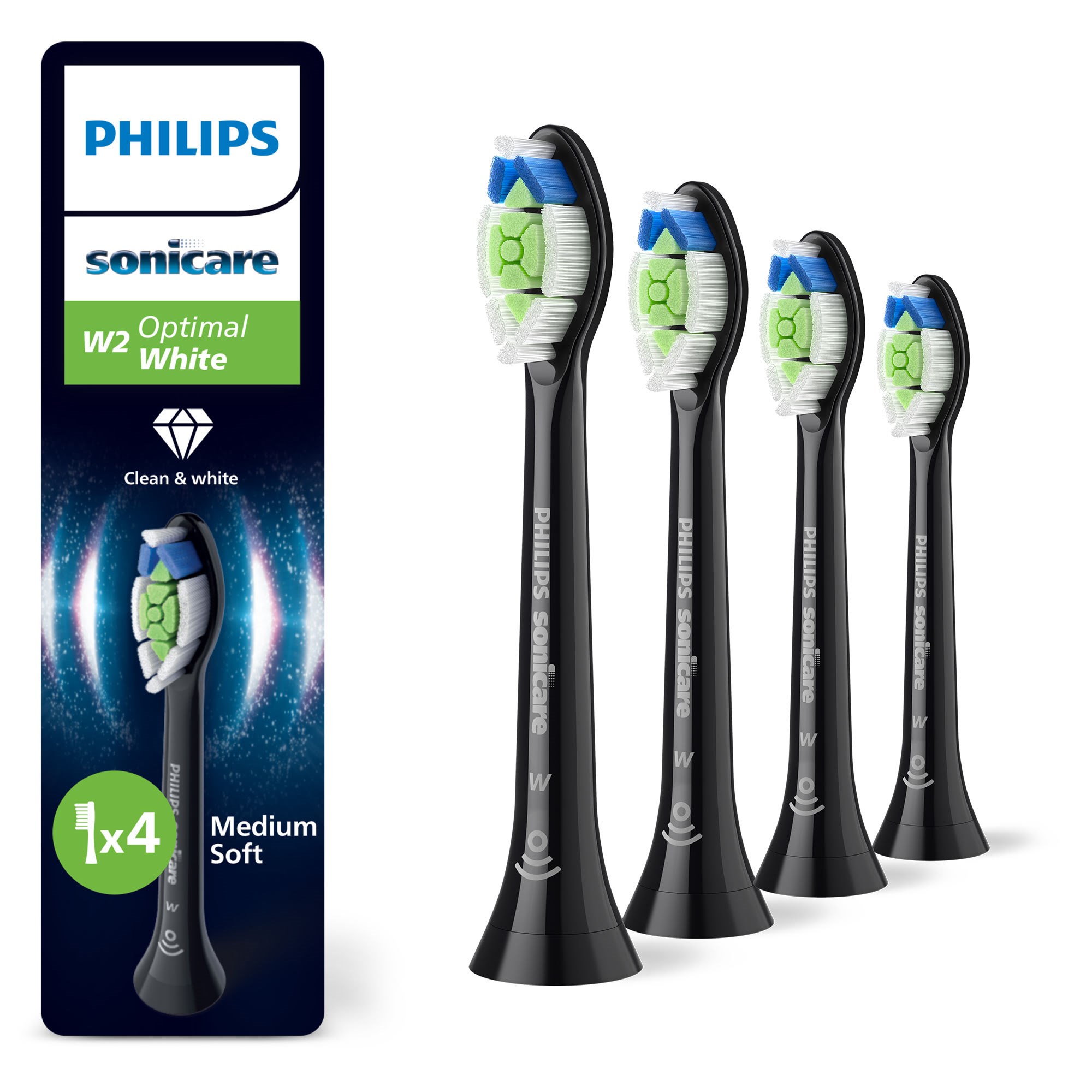 Philips Tandbørstehoveder Sonicare Optimal White - 4 pcs - Black El Tandbørste HX6064/88