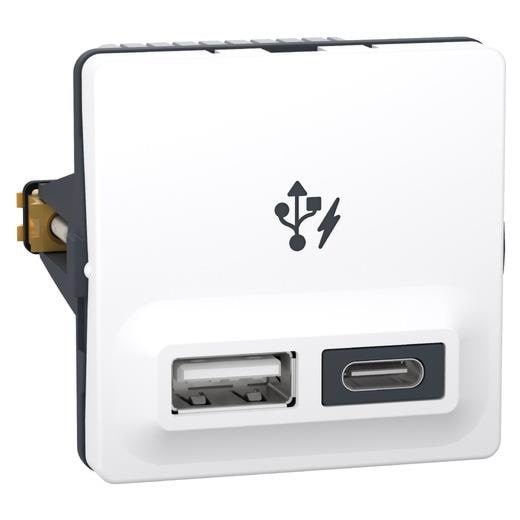 LK FUGA dobbelt USB-lader type A+C, 21W, hvid Lauritz Knudsen 506D6704