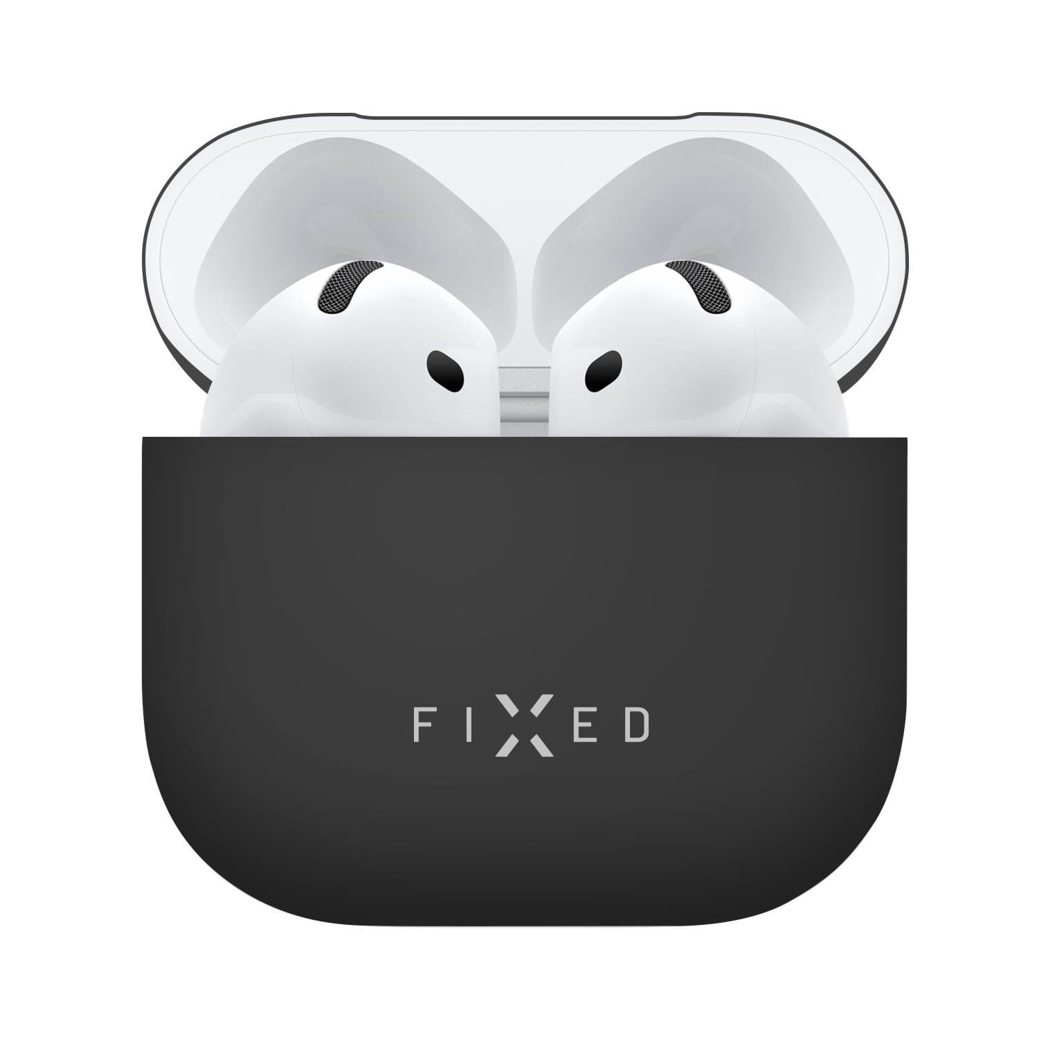 FIXED Silky Silicone case for Apple AirPods 4/4 ANC Black Mobil Tilbehør FIXSIL-1473-BK