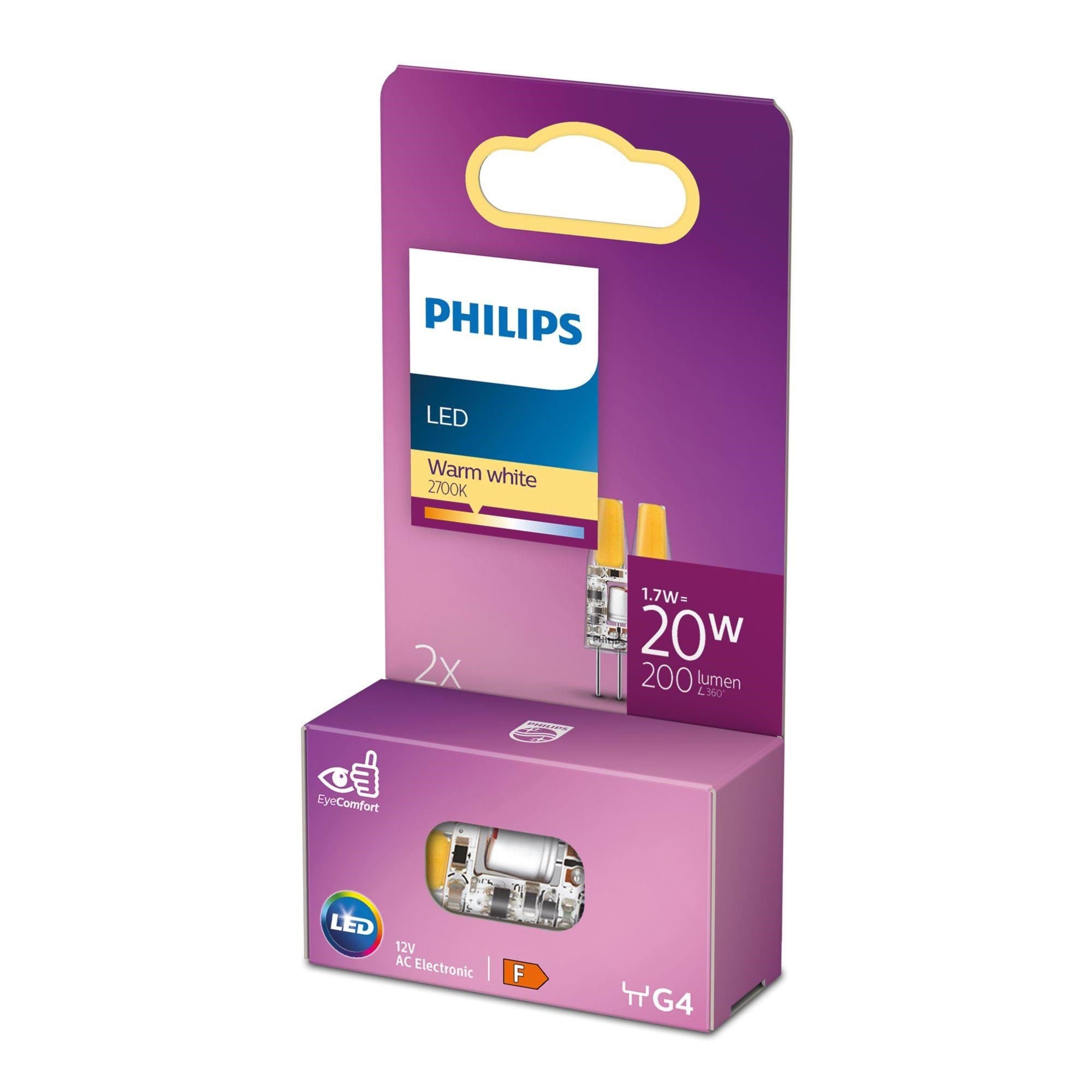 Philips LED pære Spot 1,7W/827 (20W) 2-pak G4 Lyskilde 929003779031