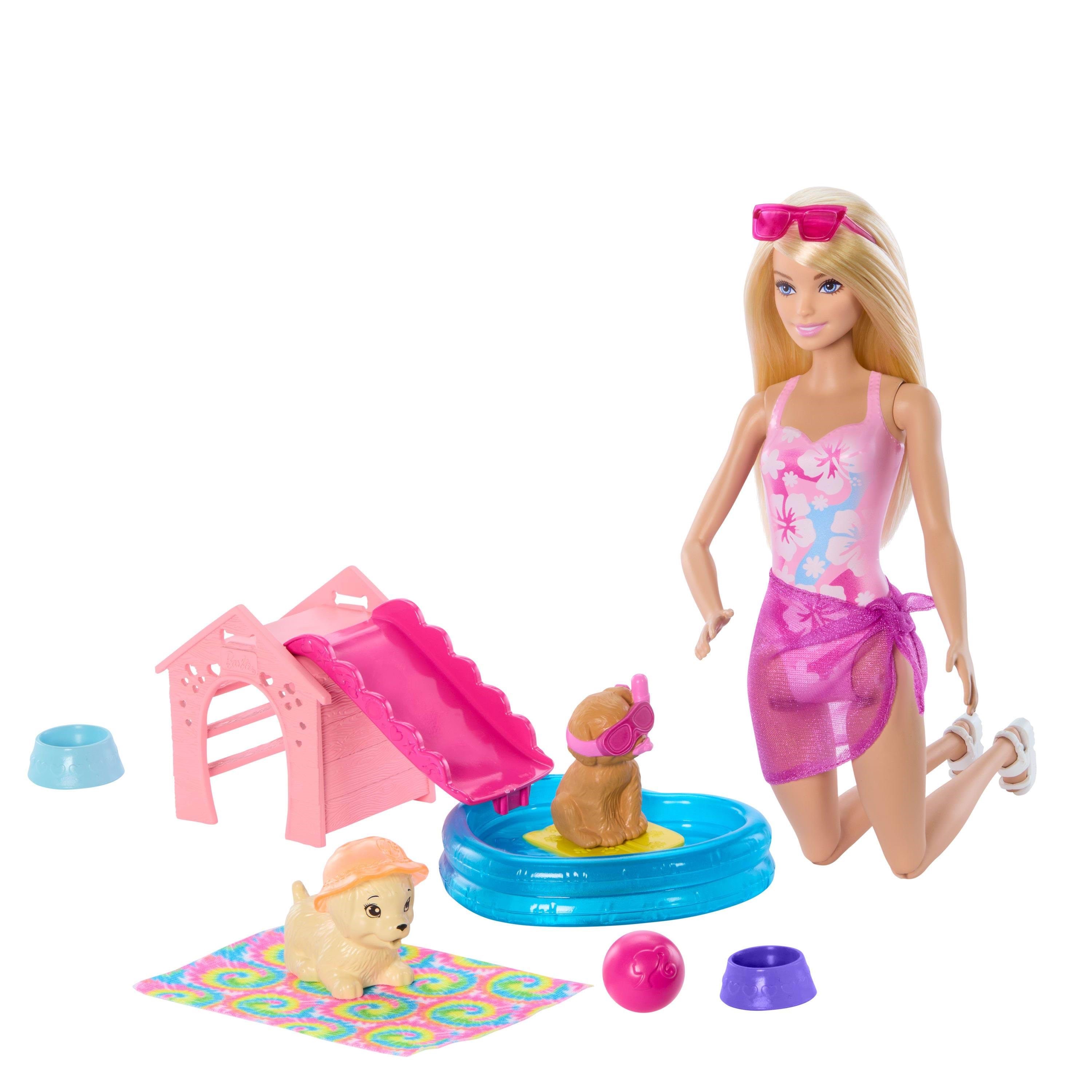 Barbie Puppy Pool Party Aloha Blonde Dukker Og Dukketilbehoer JBF35