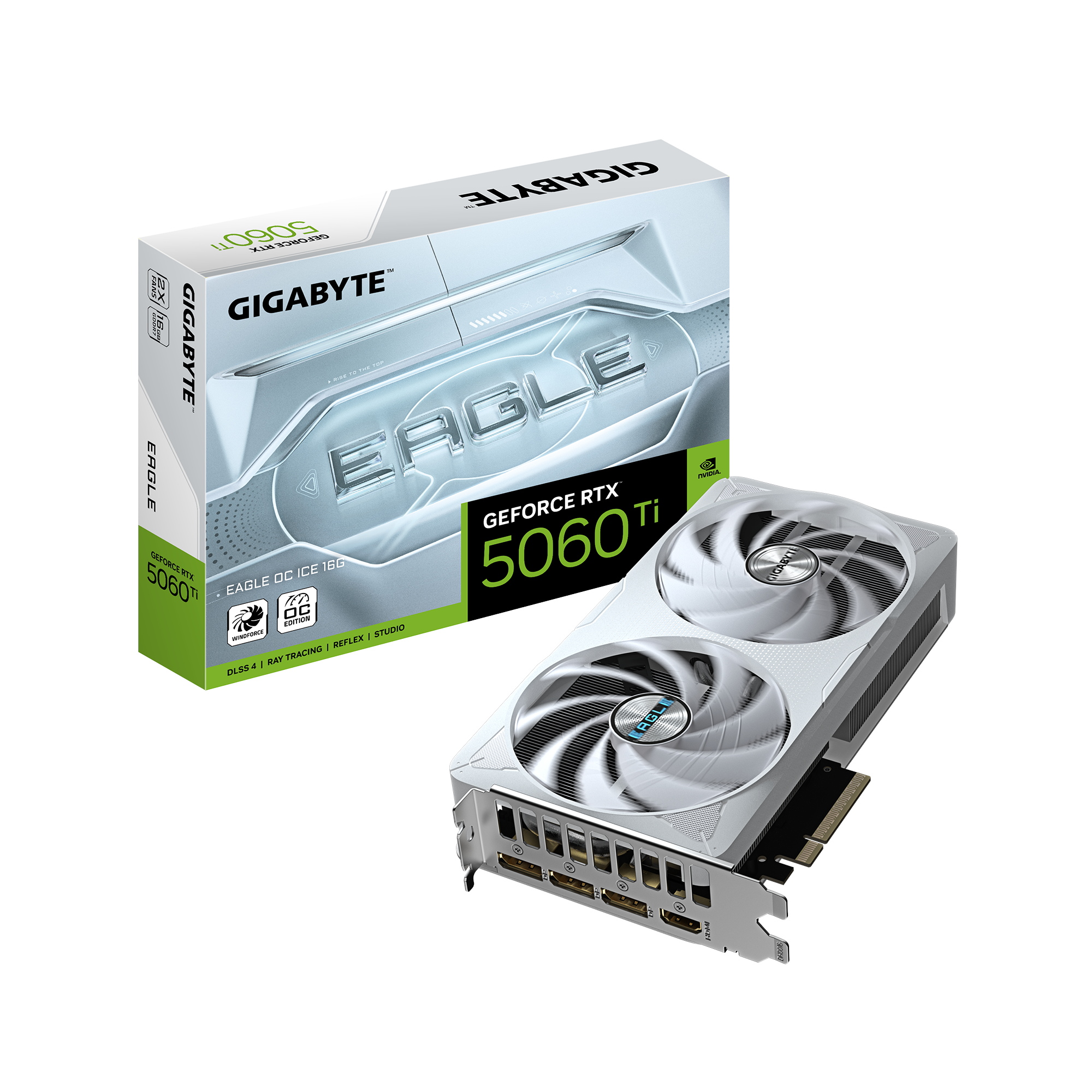 GIGABYTE GeForce RTX 5060 Ti EAGLE OC ICE - 16GB GDDR7 RAM - Grafikkort Grafikkort Hvid GV-N506TEAGLEOC ICE-16GD