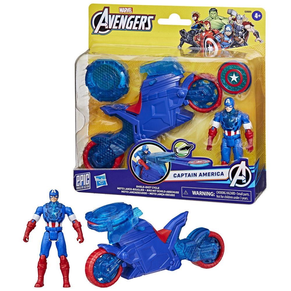 Marvel Avengers Epic World of Action Captain America Shield-Shot Cycle 10 cm Figur G08895L0