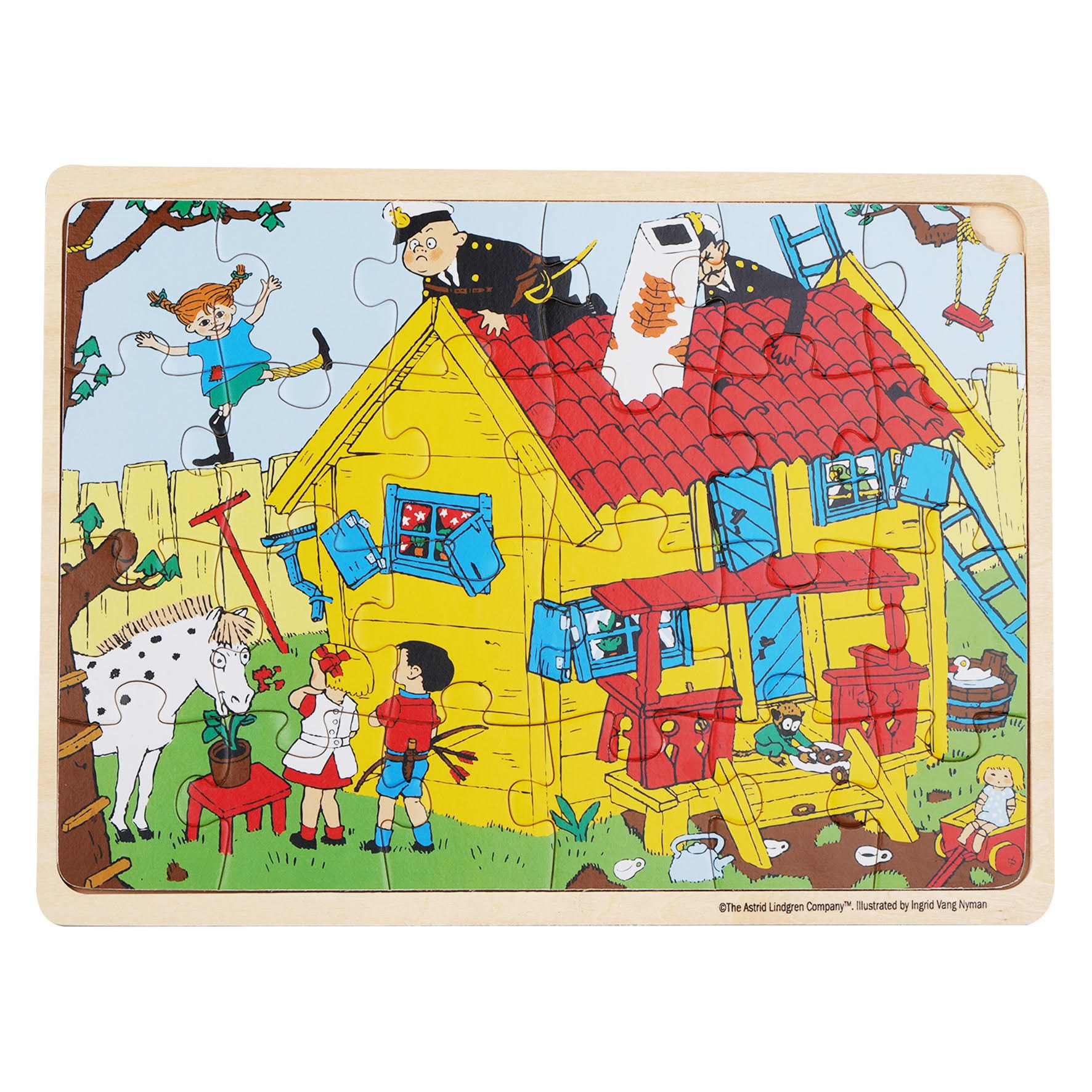Barbo Toys Pippi - Framed Wooden Puzzle - Villa Villekulla Puslespil 8602