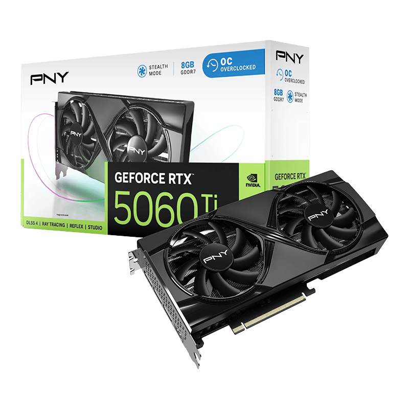 PNY GeForce RTX 5060 Ti Dual Fan OC - 8GB GDDR7 RAM - Grafikkort Grafikkort Sort VCG5060T8DFXPB1-O
