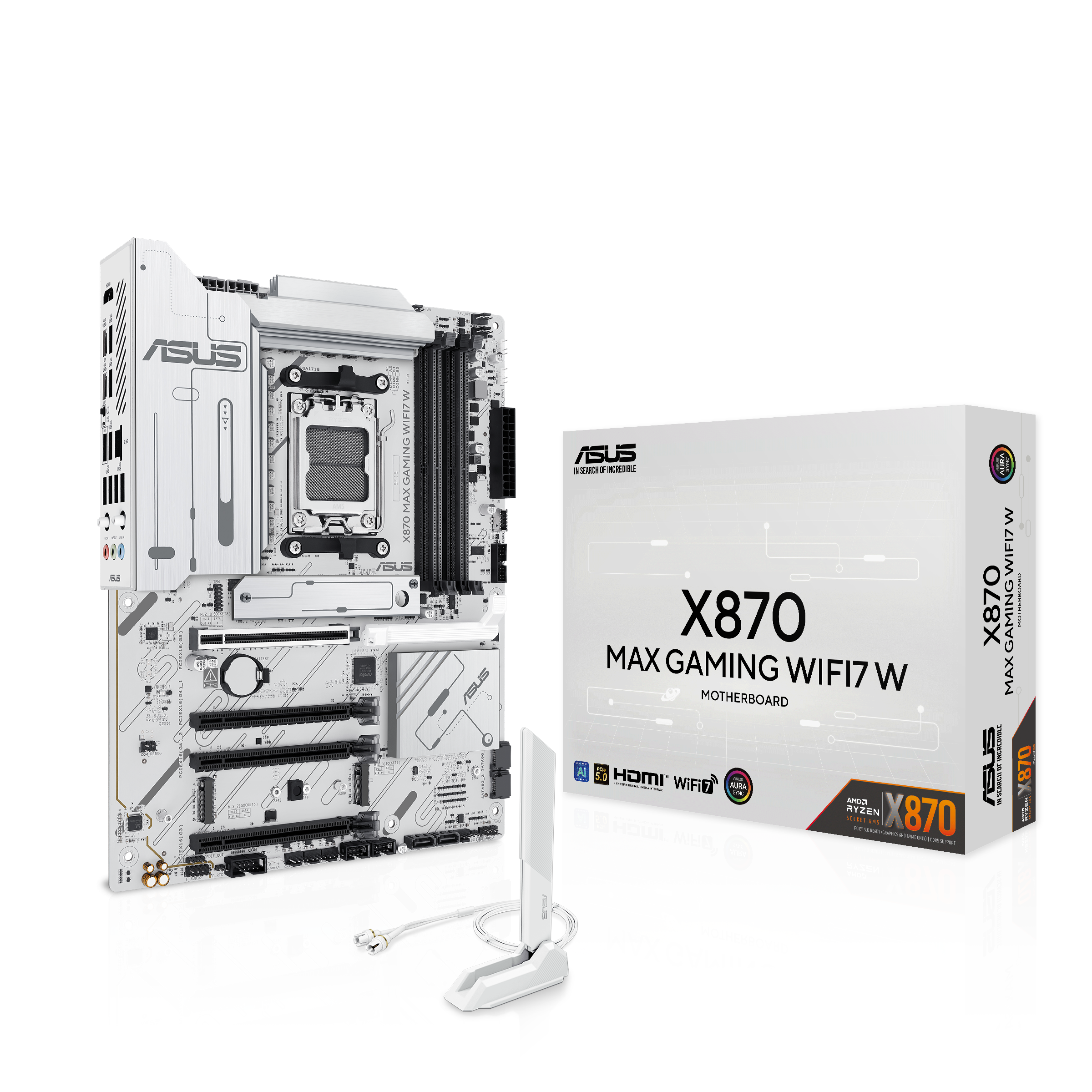 ASUS X870 MAX GAMING WIFI7 WHITE Bundkort - AMD X870 - AMD AM5 - DDR5 RAM - ATX Bundkort 90MB1LZ0-M0EAY0