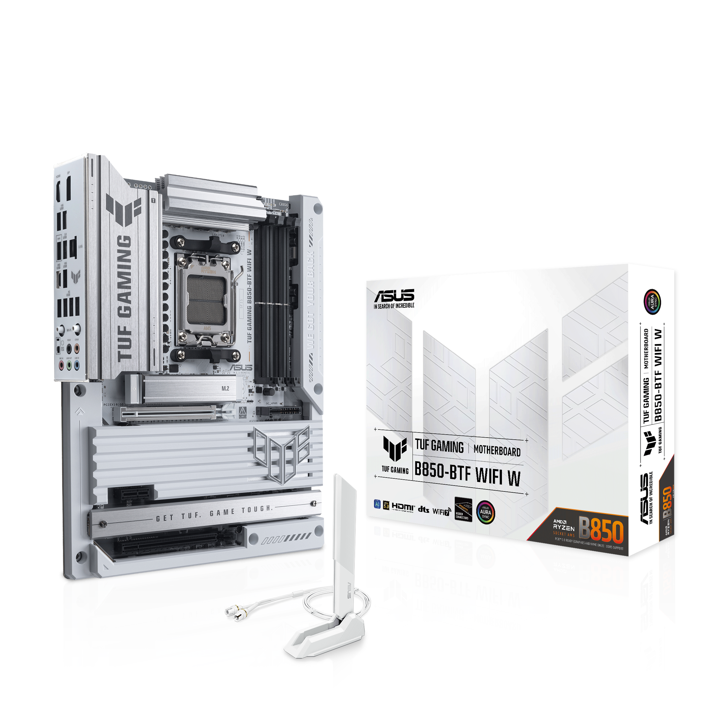 ASUS TUF GAMING B850-BTF WIFI WHITE Bundkort - AMD B850 - AMD AM5 - DDR5 RAM - ATX (BTF Standard) Bundkort 90MB1KW0-M0EAY0