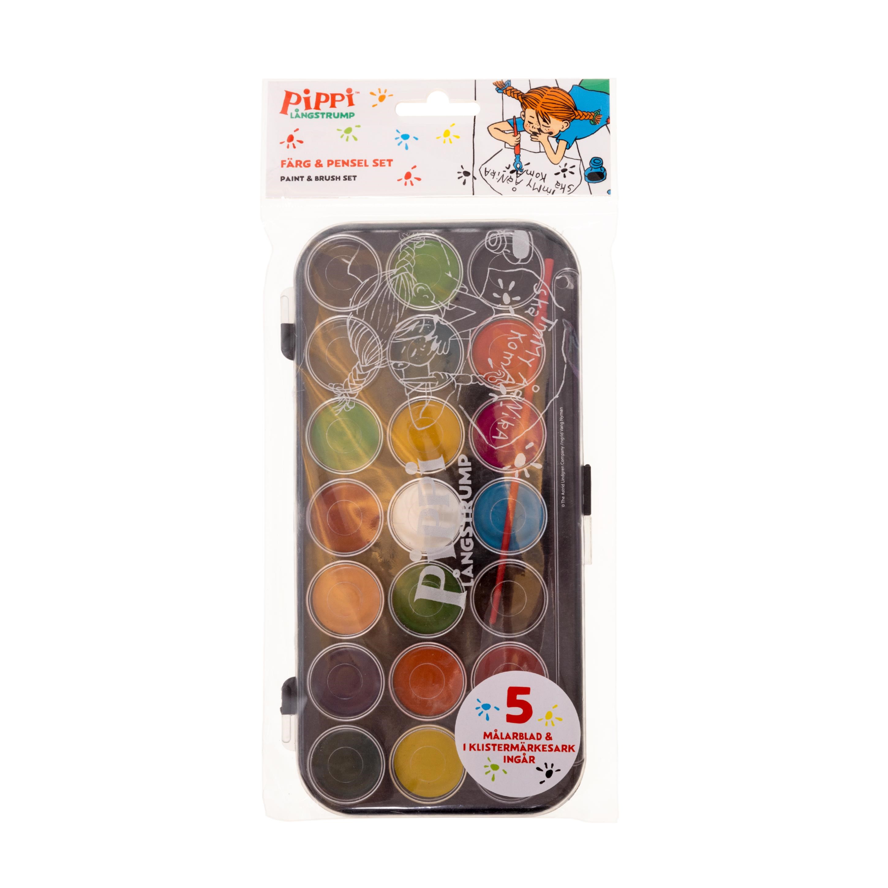 Euromic PIPPI & Herr N. paint & brush set water col. Tegneværktøj 063605221