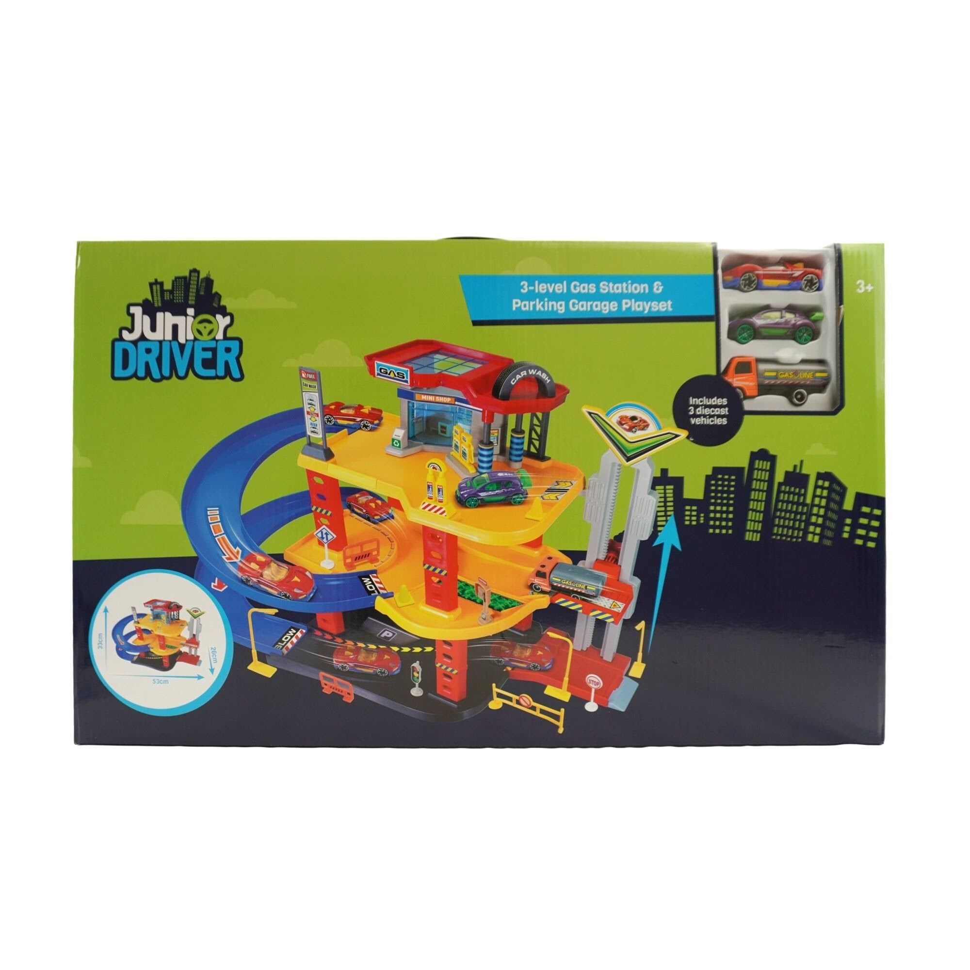 Junior Driver Gas Station Playset with 3 vehicles Legetøjsbil 507214