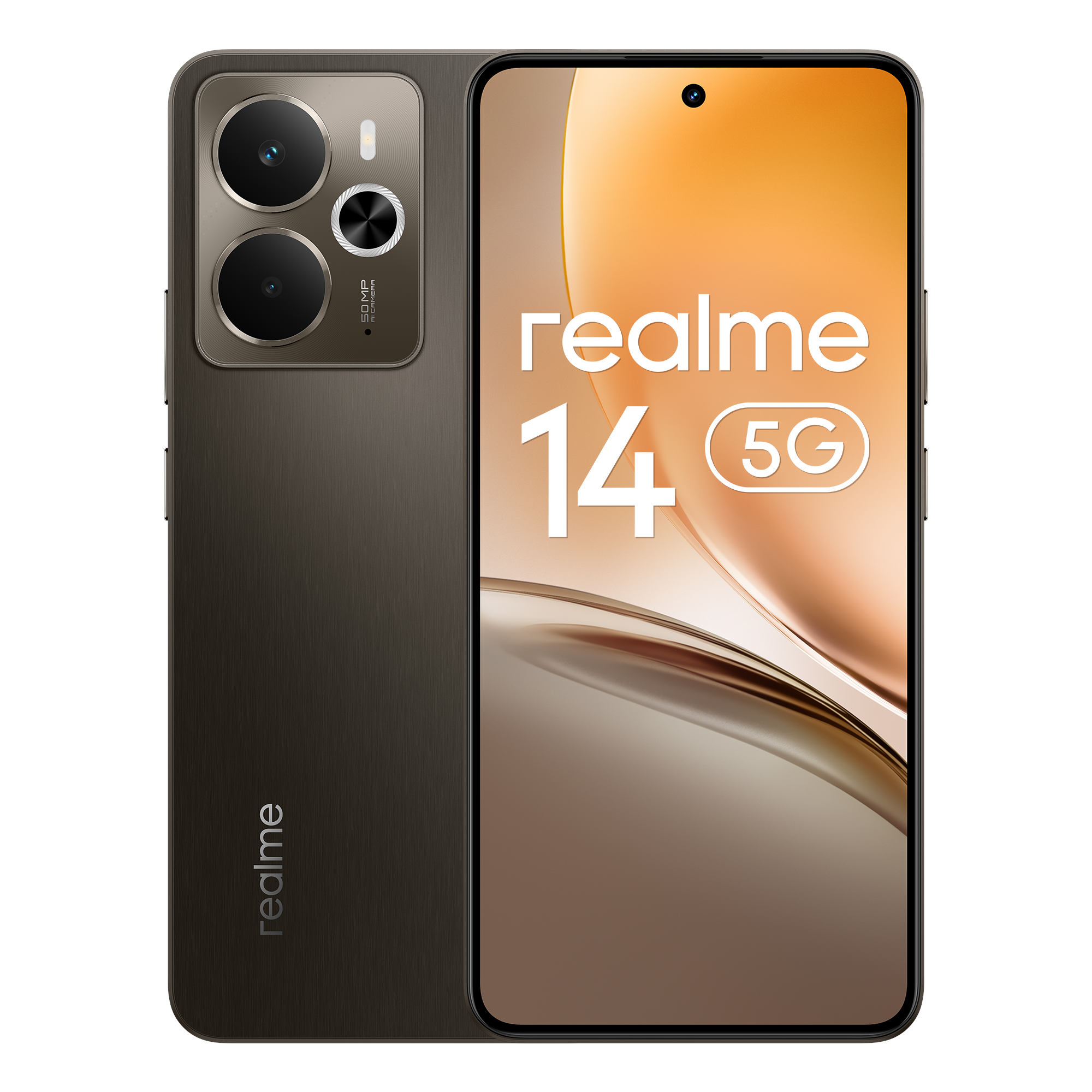 realme 14 5G 256GB/12GB - Storm Titanium Mobiltelefon Sort 631011005627