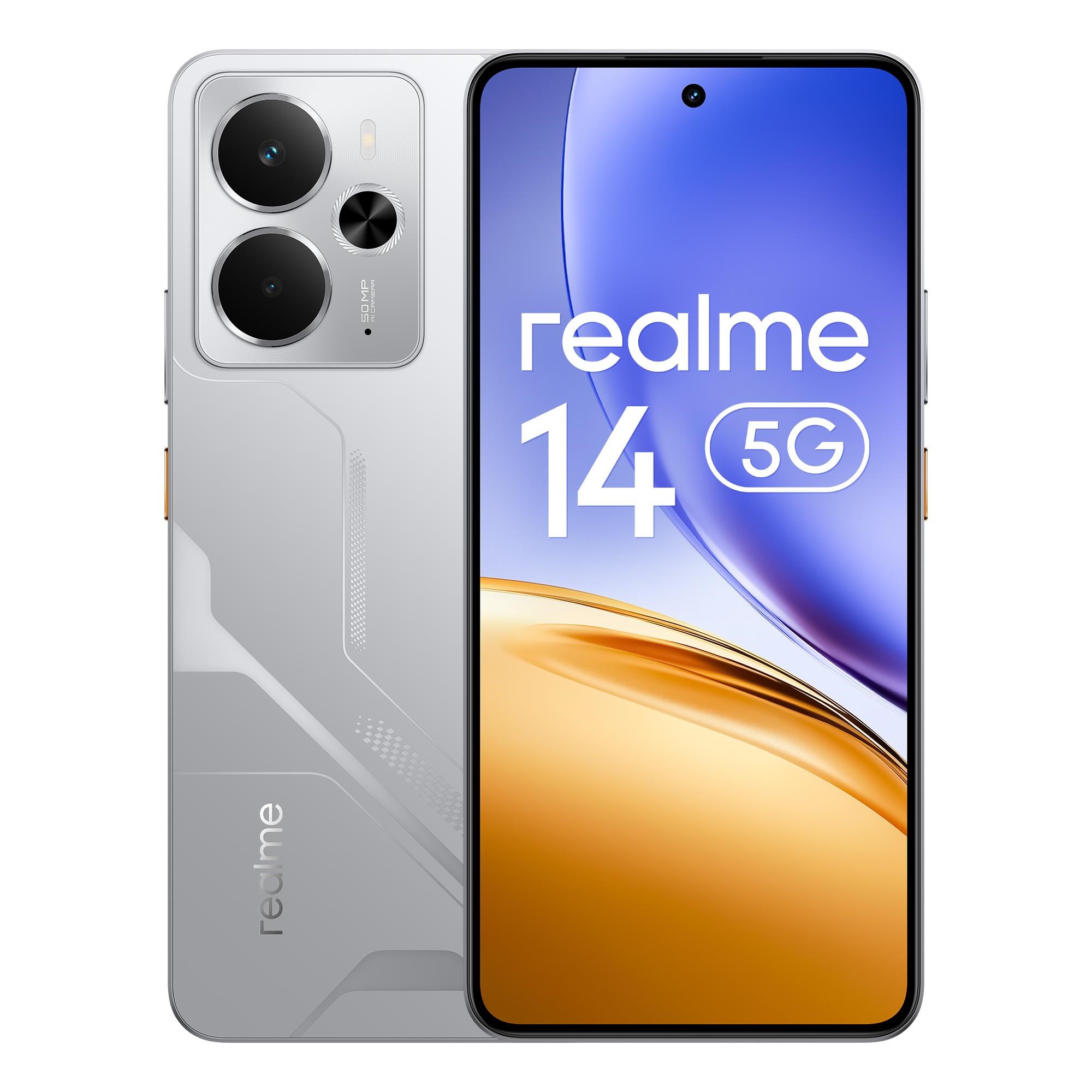 realme 14 5G 256GB/8GB - Mecha Silver Mobiltelefon Sølv 631011005352