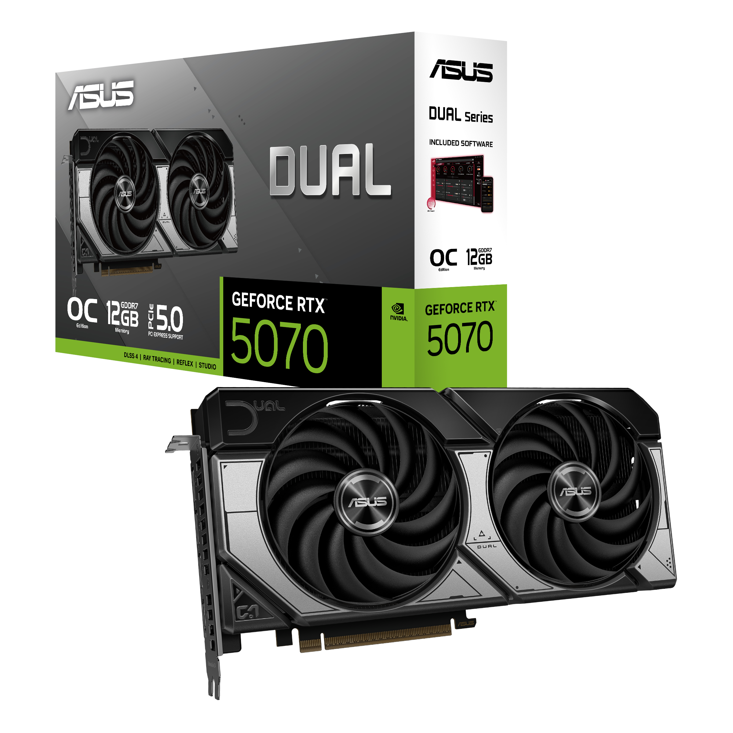 ASUS GeForce RTX 5070 DUAL OC - 12GB GDDR7 RAM - Grafikkort Grafikkort Sort 90YV0M17-M0NA00