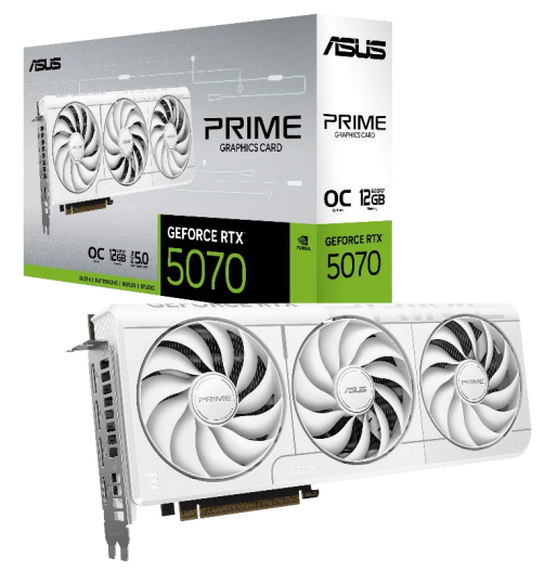 ASUS GeForce RTX 5070 Prime OC White - 12GB GDDR7 RAM - Grafikkort Grafikkort Hvid 90YV0M19-M0NA00