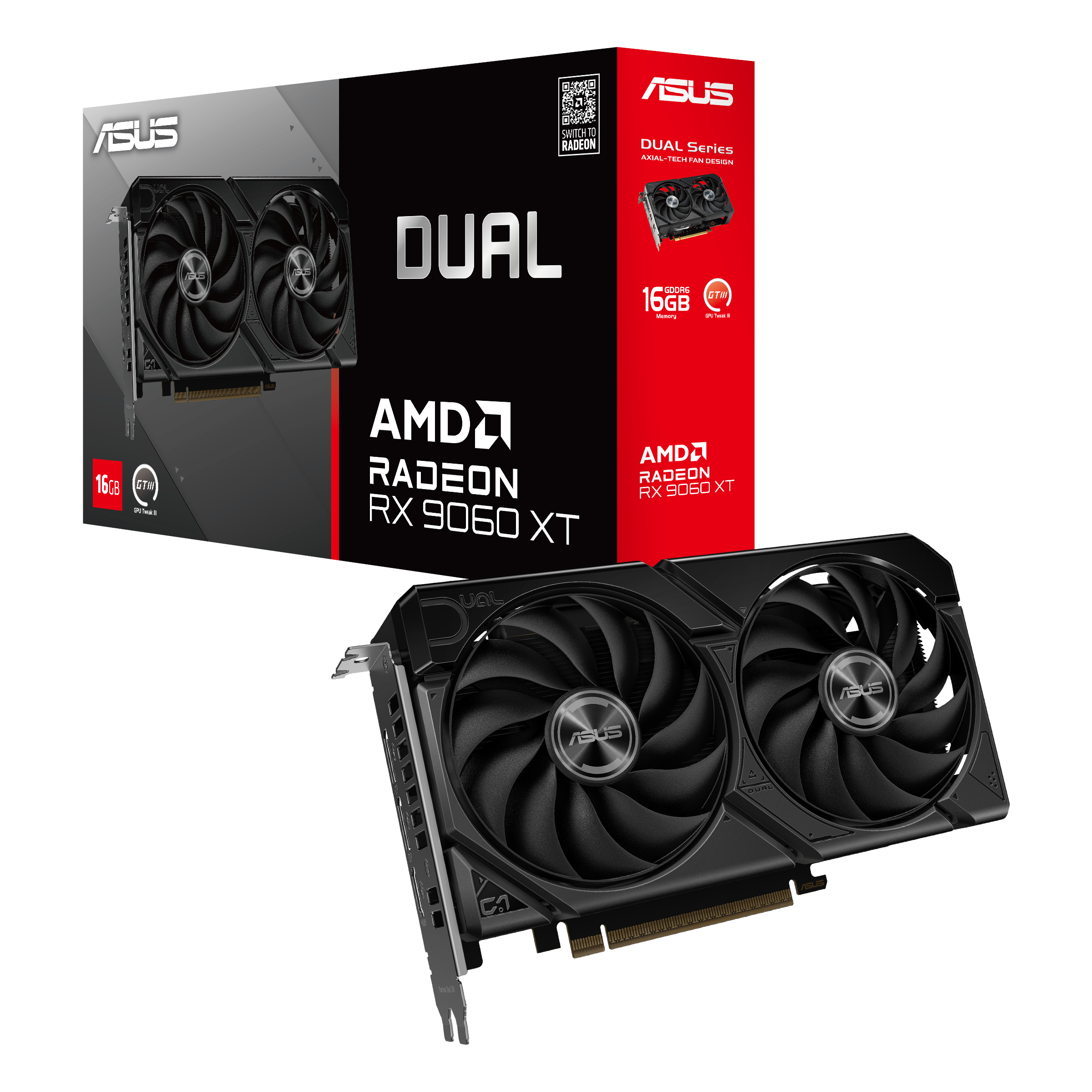ASUS Radeon RX 9060 XT DUAL - 16GB GDDR6 RAM - Grafikkort Grafikkort Sort 90YV0LG2-M0NA00