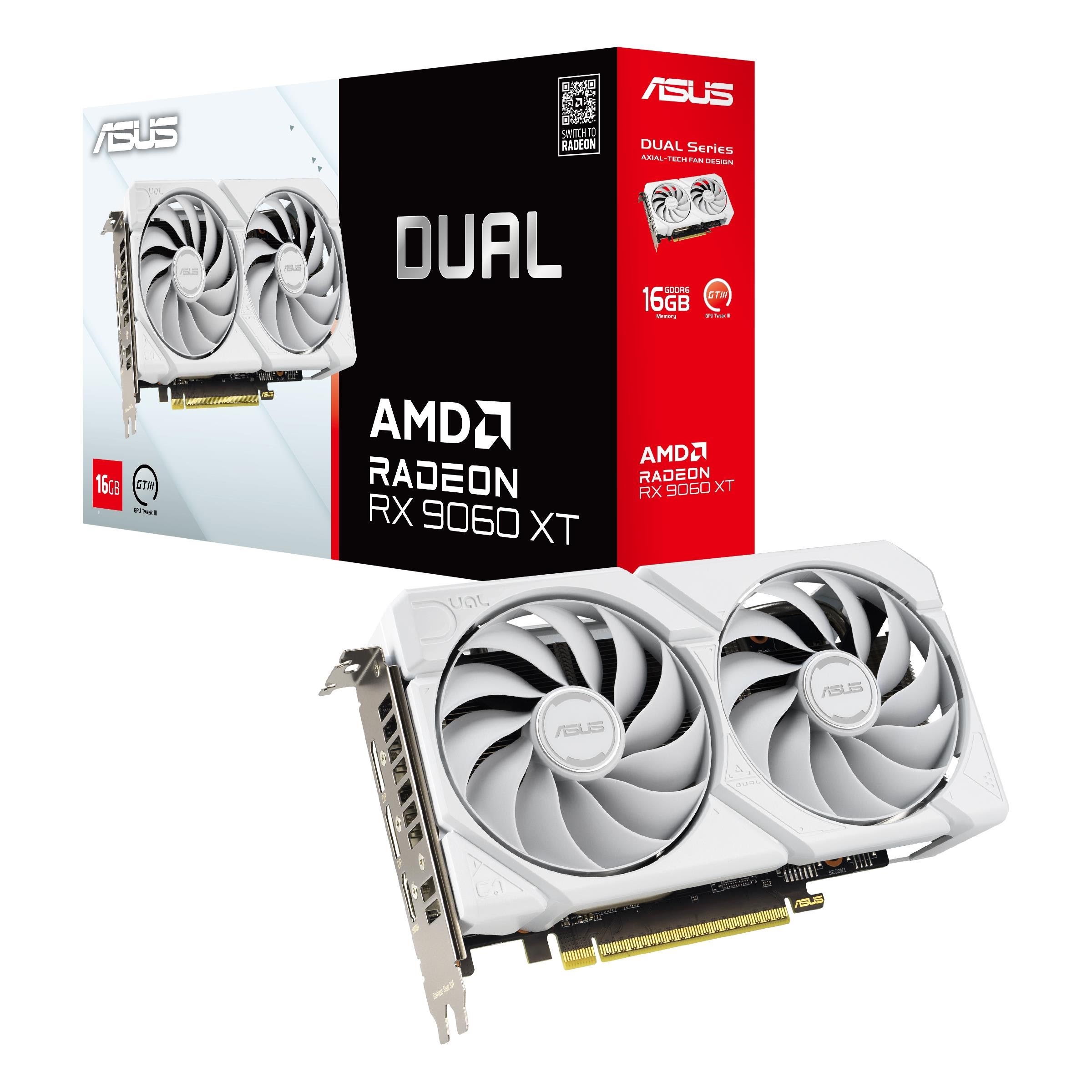 ASUS Radeon RX 9060 XT DUAL White - 16GB GDDR6 RAM - Grafikkort Grafikkort Hvid 90YV0LG3-M0NA00
