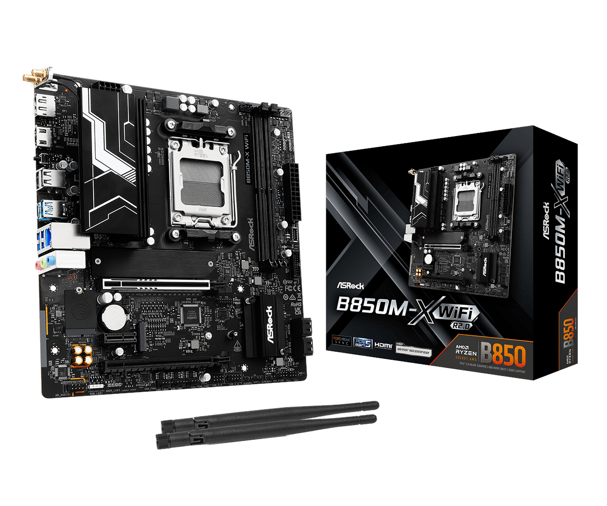 ASRock B850M-X WiFi R2.0 Bundkort - AMD B850 - AMD AM5 - DDR5 RAM - Micro-ATX