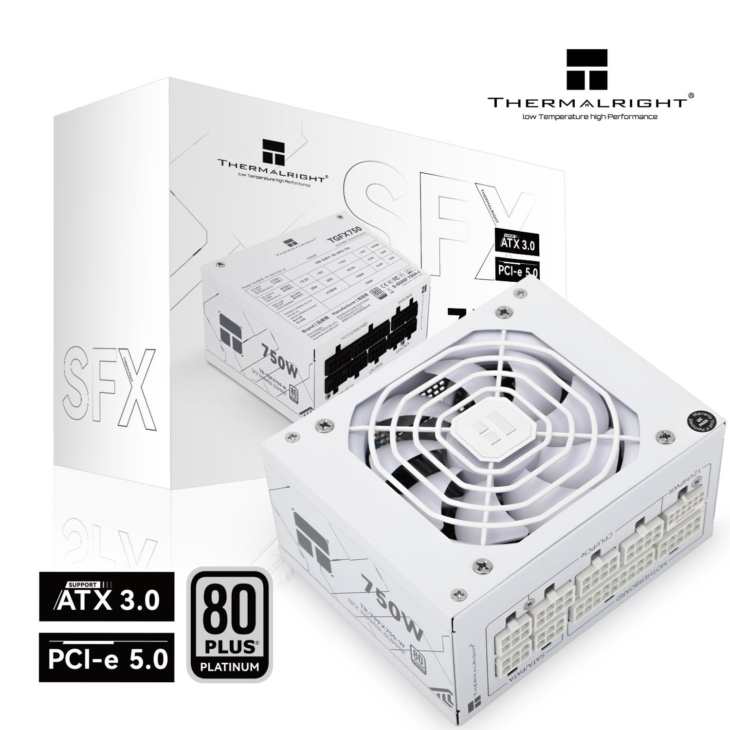 Thermalright TR-TPFX 750W 80+ Platinum modular PS Strømforsyning - 750 Watt - 120 mm - ATX 3.0 - 80 Plus Platinum certified