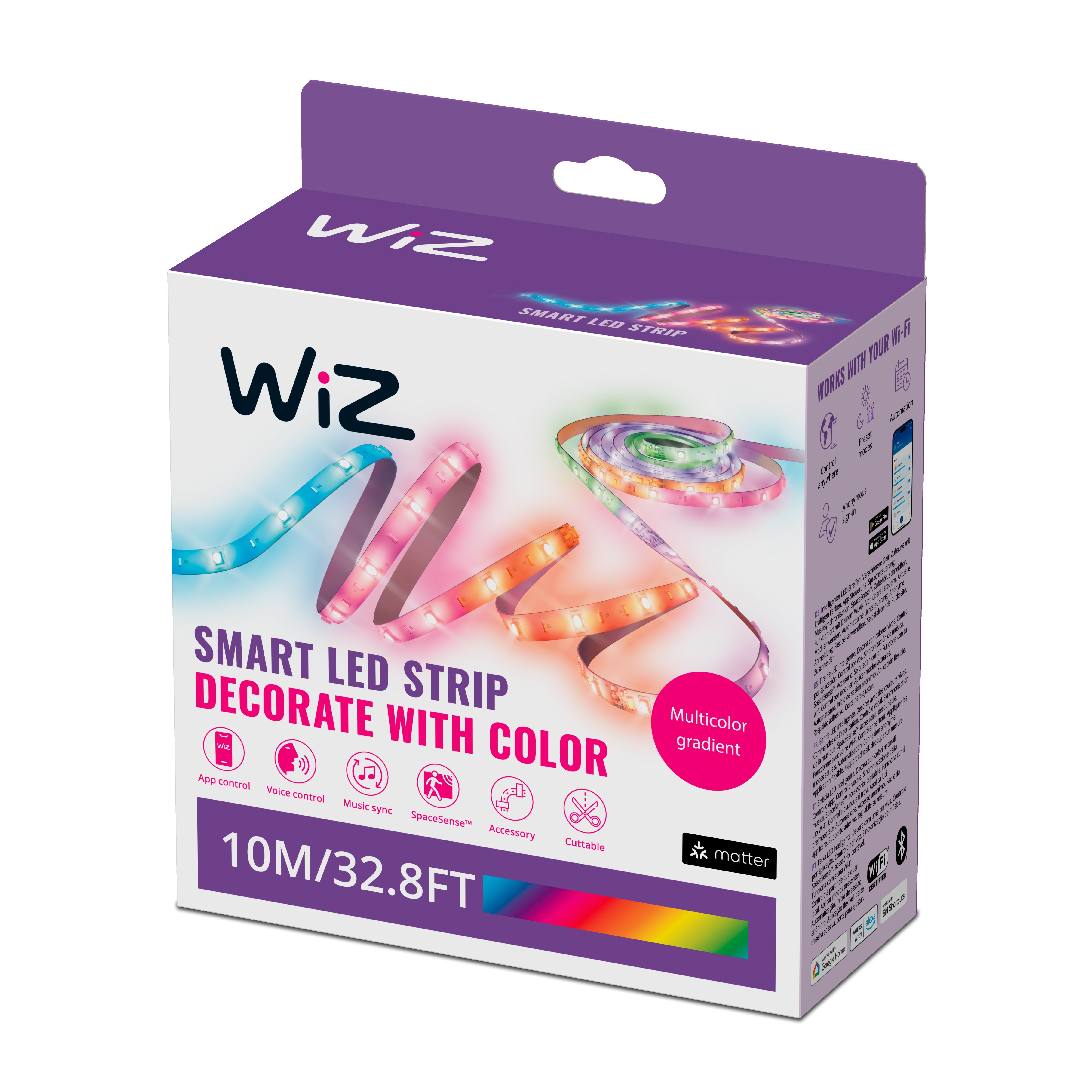 WiZ RGBIC LED strip 10m (5+5) Type-C Smart Home 929004140001