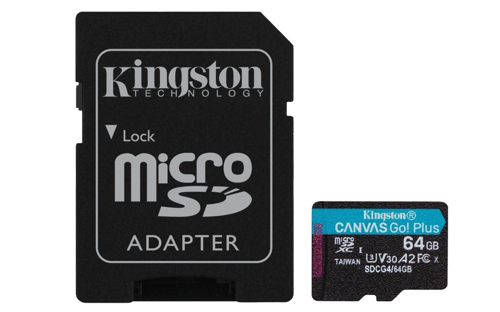 Kingston Canvas Go! Plus microSD/SD - 200MB/s - 64GB Hukommelseskort SDCG4/64GB