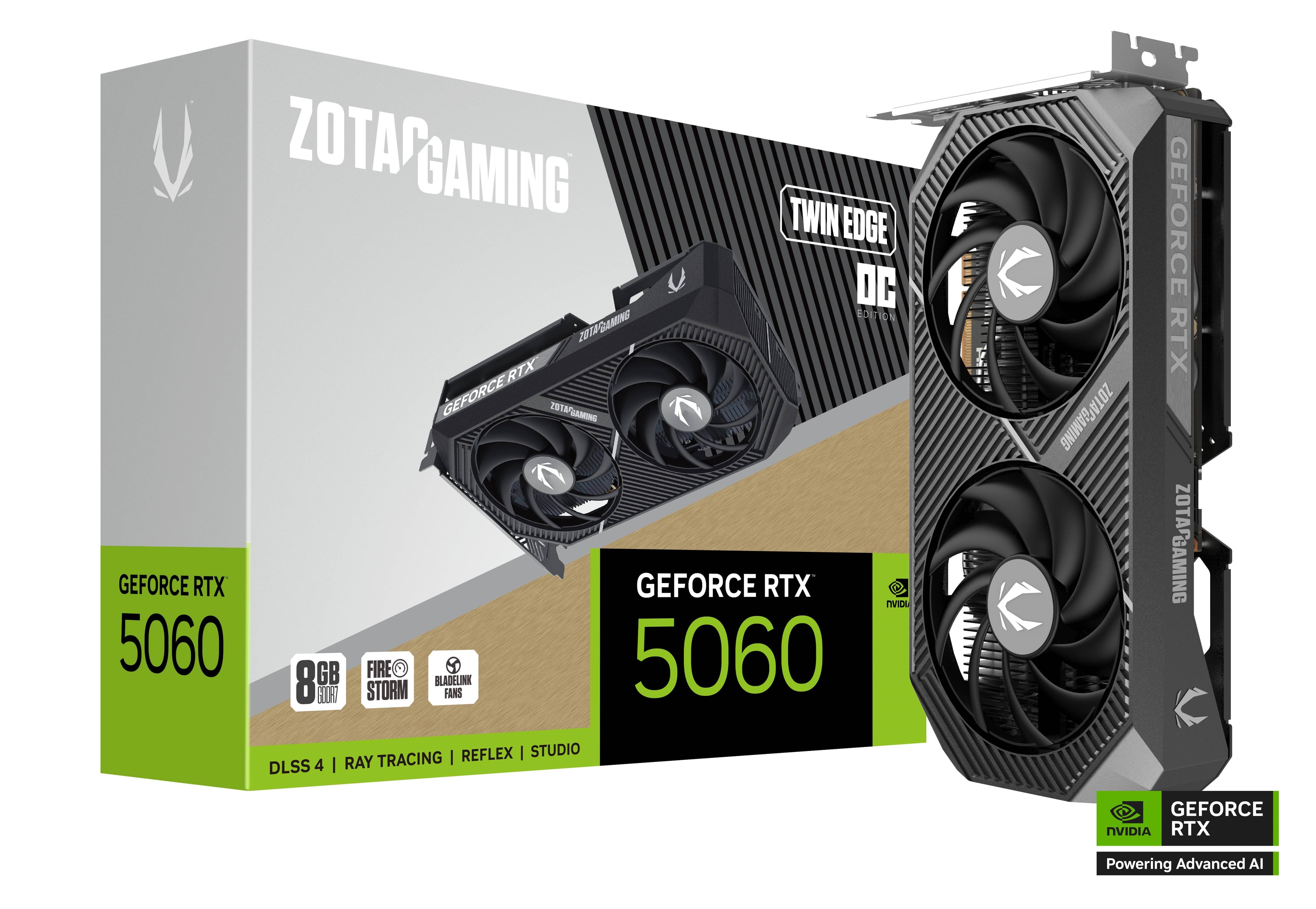 ZOTAC GeForce RTX 5060 Twin Edge OC - 8GB GDDR7 RAM - Grafikkort Grafikkort Sort ZT-B50600H-10M