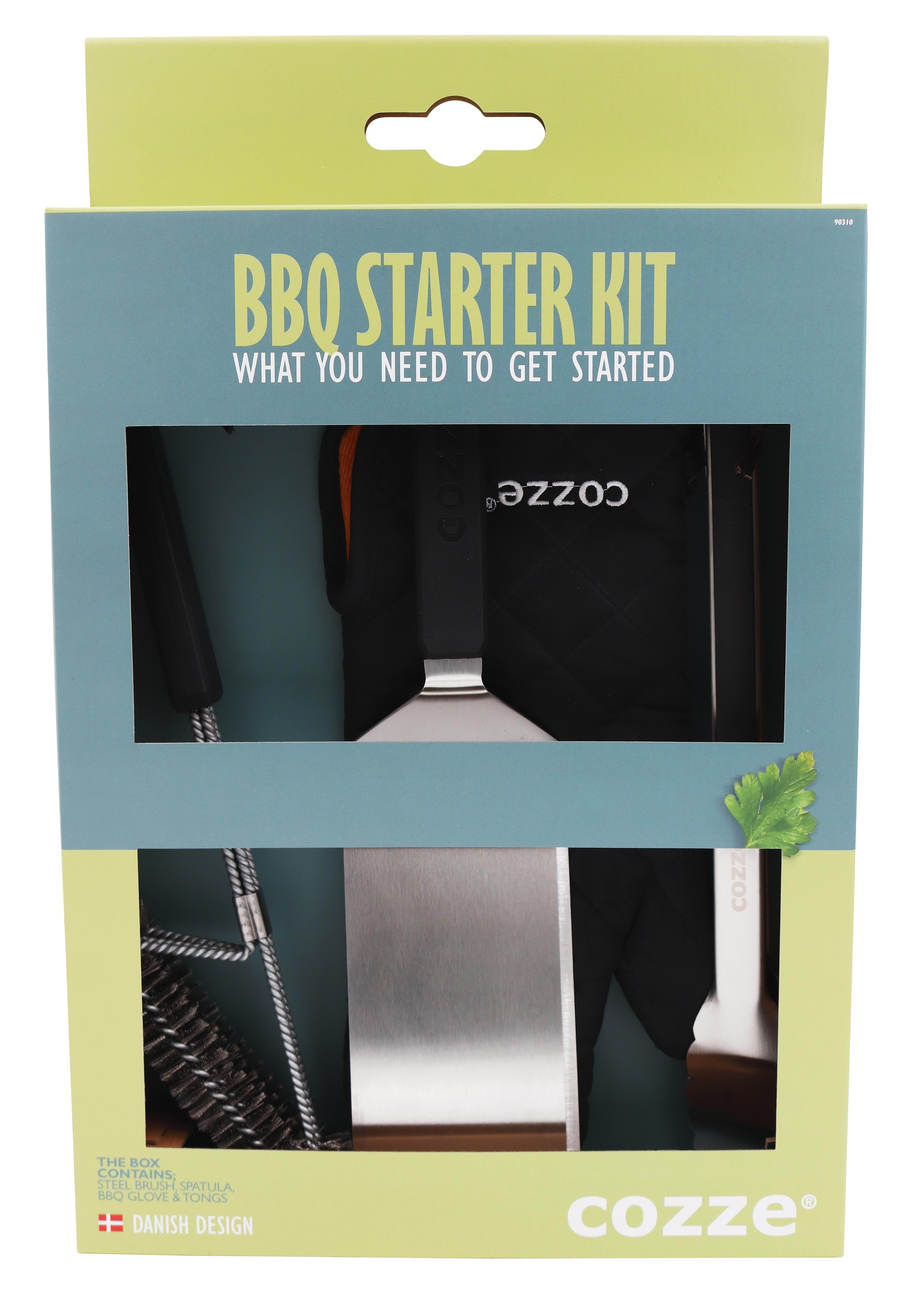 cozze BBQ set 4 dele: Spartel, Tang, Grillbørste & Grillhandske Grill Og Tilbehør 90310