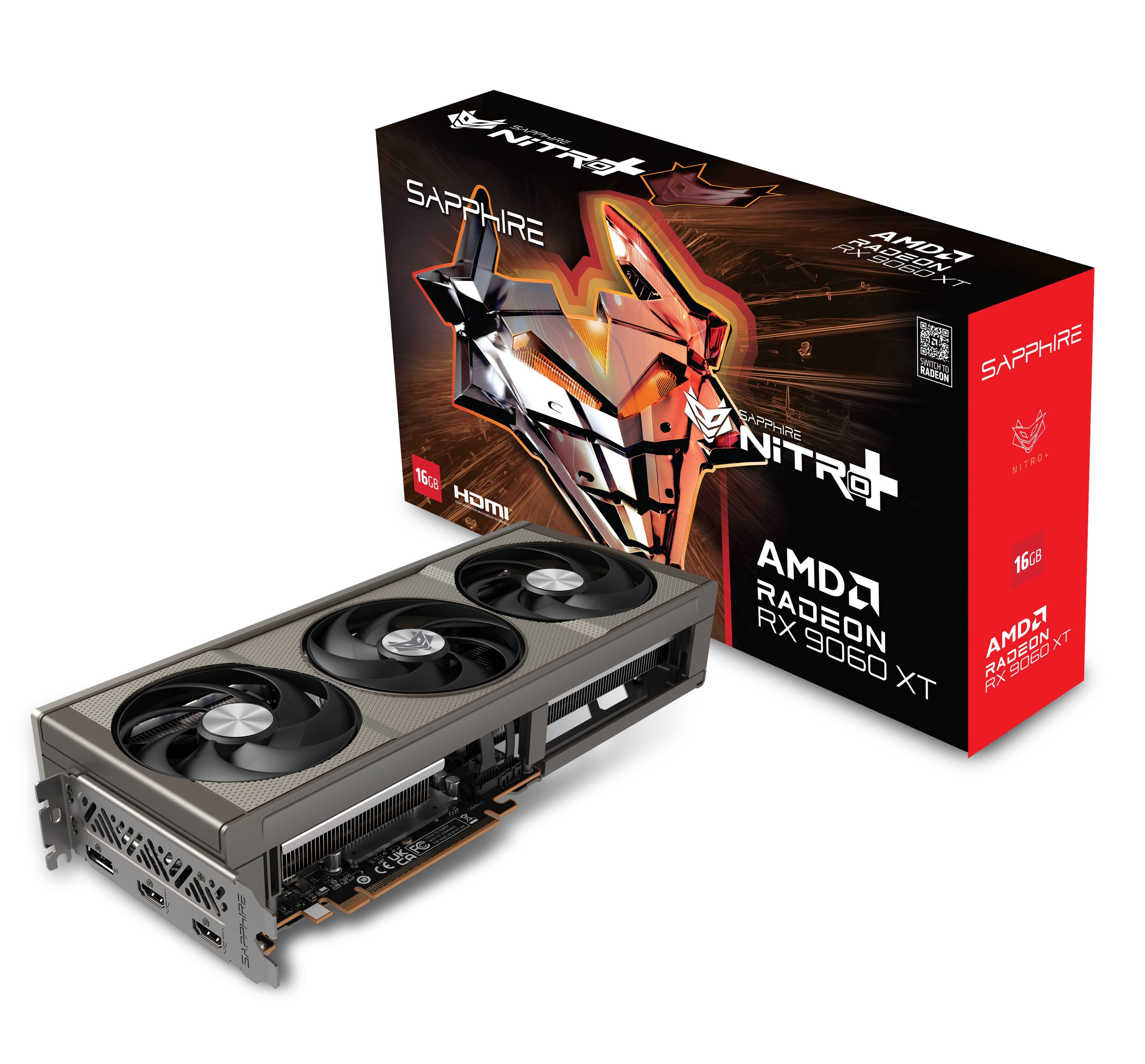 Sapphire Radeon RX 9060 XT NITRO+ - 16GB GDDR6 RAM - Grafikkort Grafikkort Sort 11350-01-20G