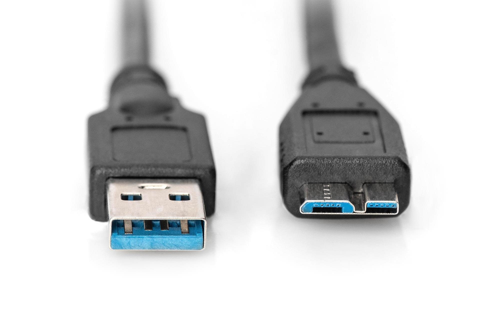 DIGITUS USB-A to USB Micro-B - 1m Usb Kabel Sort AK-300116-010-S