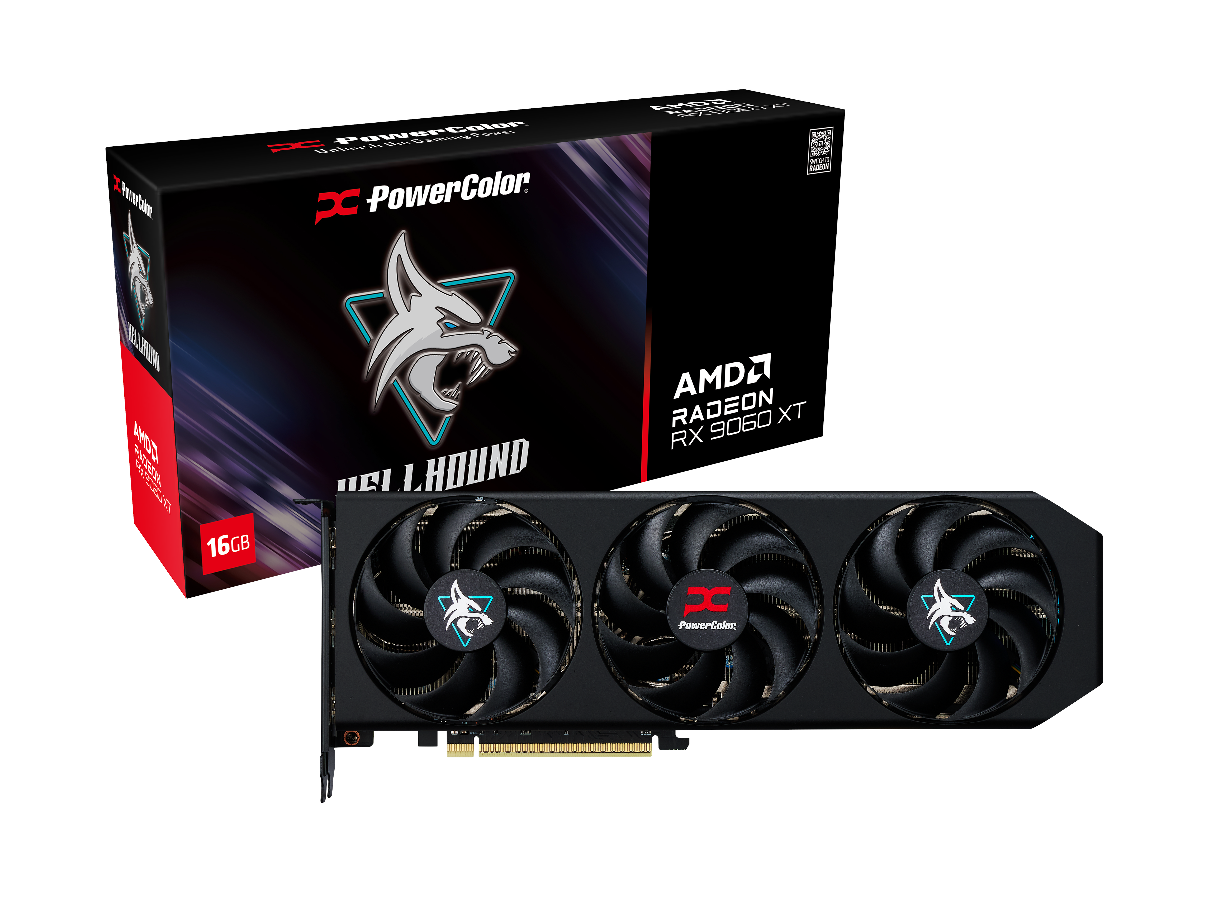 PowerColor Radeon RX 9060 XT Hellhound OC - 16GB GDDR6 RAM - Grafikkort Grafikkort Sort RX9060 XT 16G-L/OC