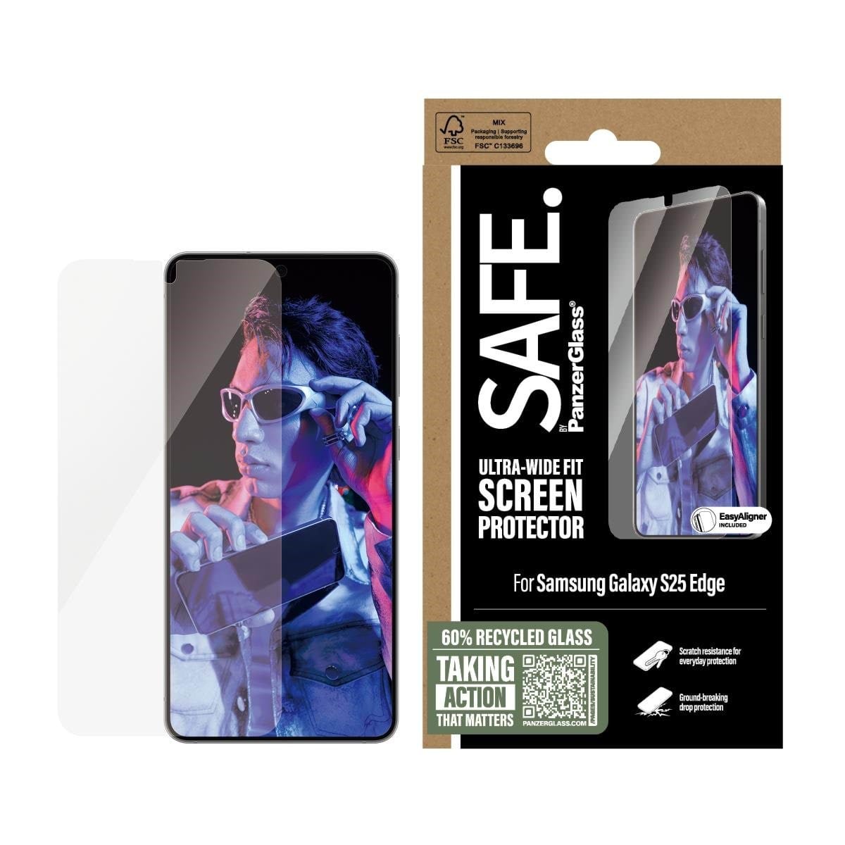 SAFE by PanzerGlass Screen Protector Samsung S25 Edge | Ultra-Wide Fit Beskyttelsesglas SA57953