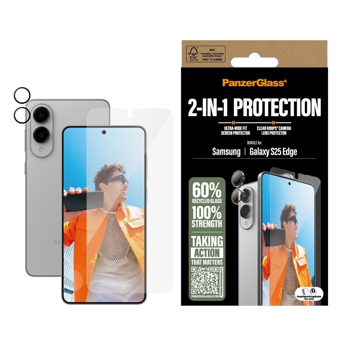 PanzerGlass 2-in-1 Bundle Samsung S25 Edge Beskyttelsesglas PG34438