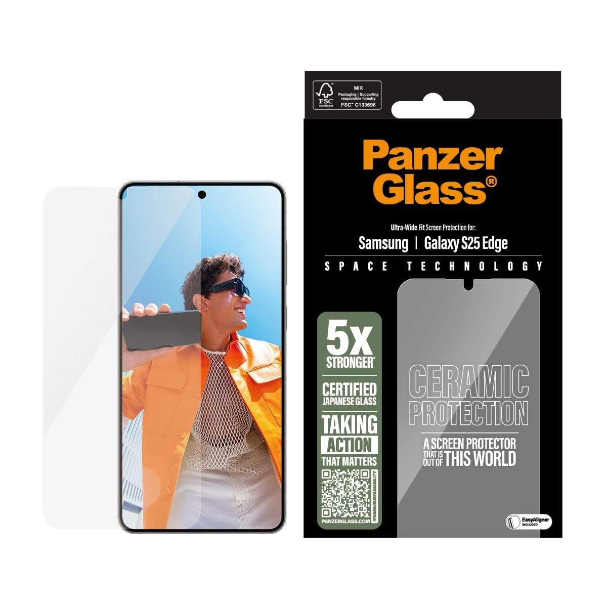 PanzerGlass Ceramic Screen Protector Samsung S25 Edge | Ultra-Wide Fit Beskyttelsesglas PG20592