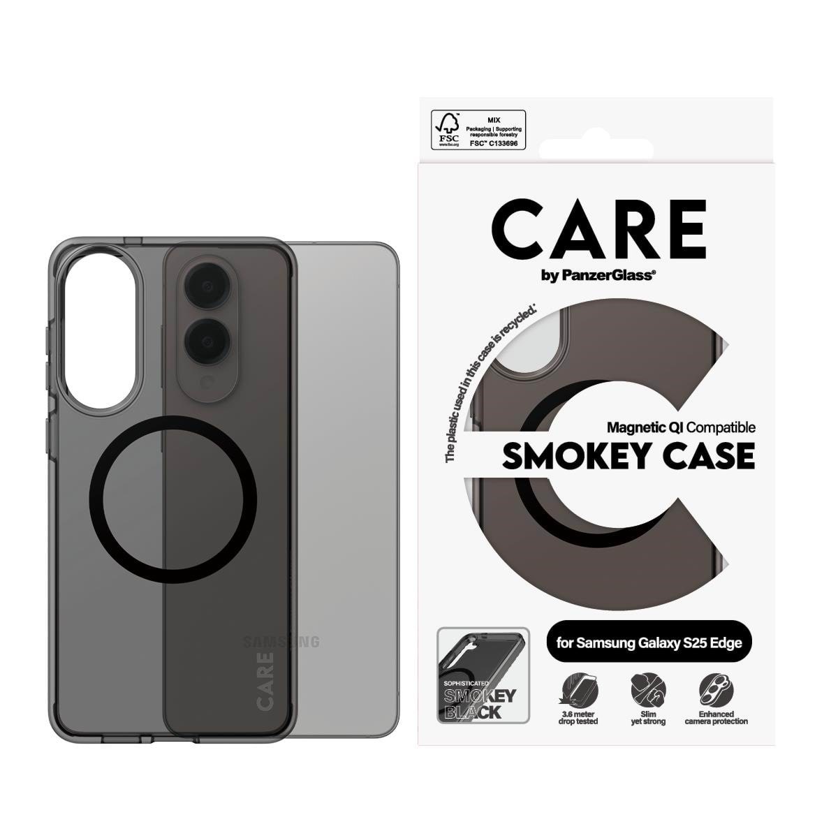 CARE by PanzerGlass Flagship Case Urban Combat Smokey w. Black Qi Compatible Samsung S25 Edge Mobilcover CR76901