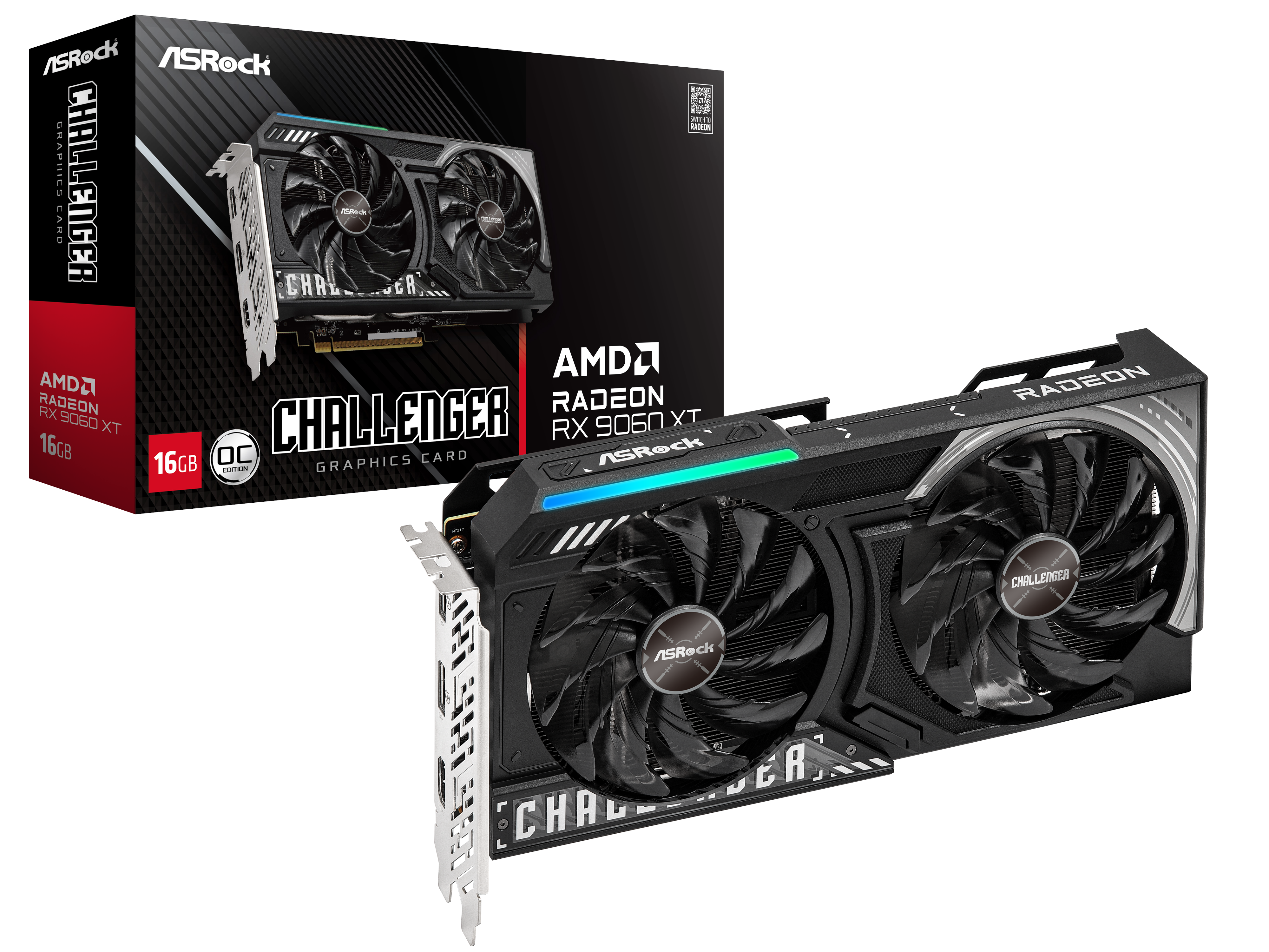 ASRock Radeon RX 9060 XT Challenger - 16GB GDDR6 RAM - Grafikkort Grafikkort Sort 90-GA5QZZ-00UANF