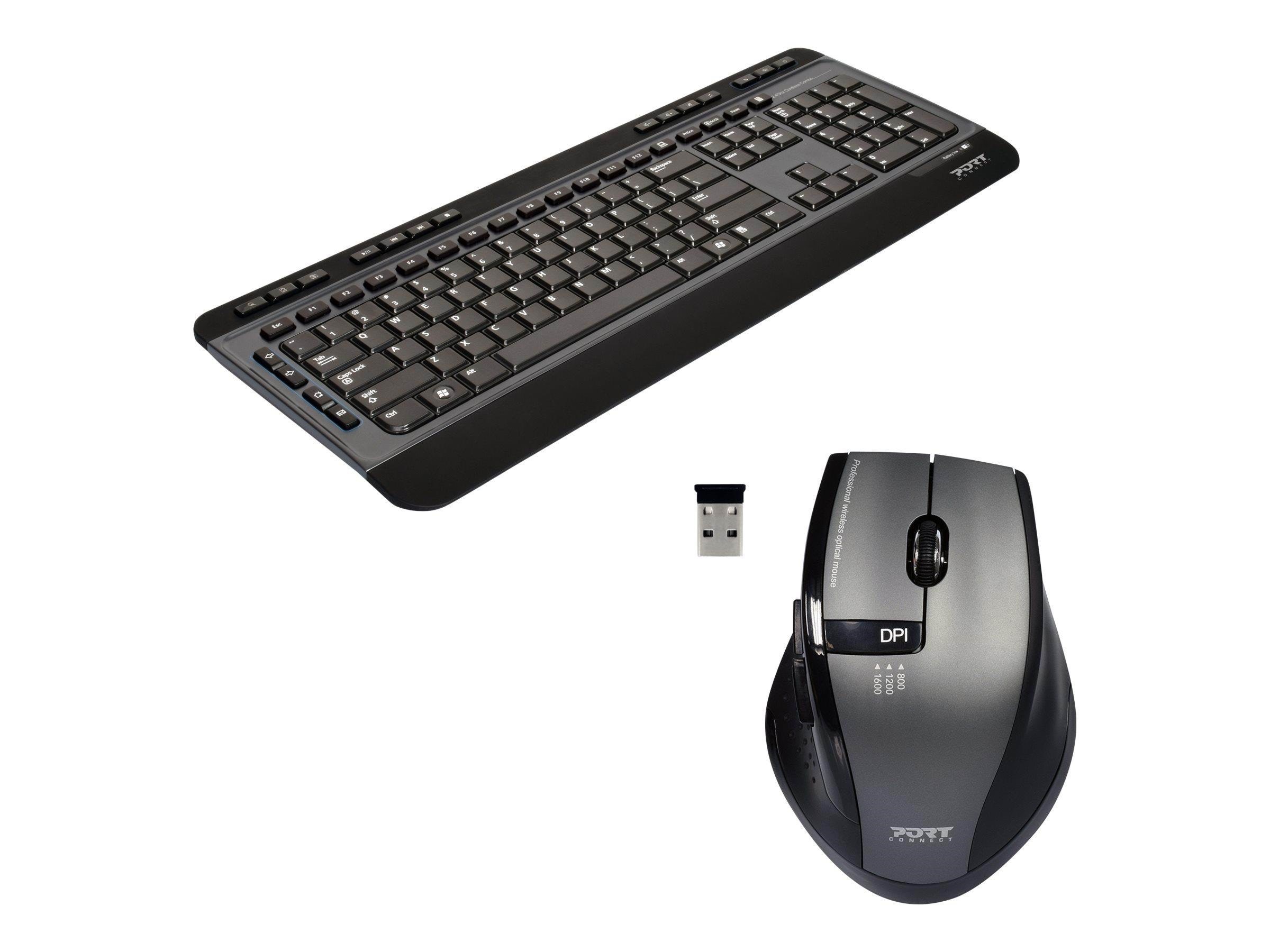 PORT Designs PORT Connect SILENT PACK 2 IN 1 - Tastatur & Mus sæt - Amerikansk engelsk - Grå Tastatur 900901-US