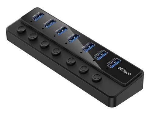 Deltaco USB-A Hub - 7x USB-A Ports USB hub - USB 3.0 - 7 ports - Sort Usb Hub UH-739