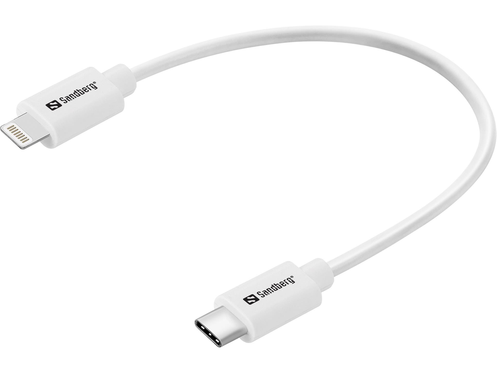 Sandberg USB-C PD to Lightning MFI - 0.2M Usb Kabel Hvid 136-71