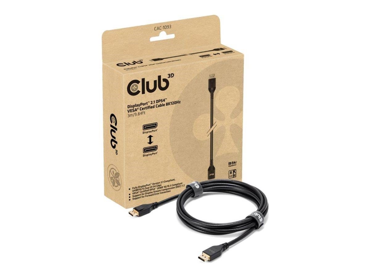 Club 3D - DisplayPort cable - DisplayPort to DisplayPort - 3 m Skærmkabel Sort CAC-1093