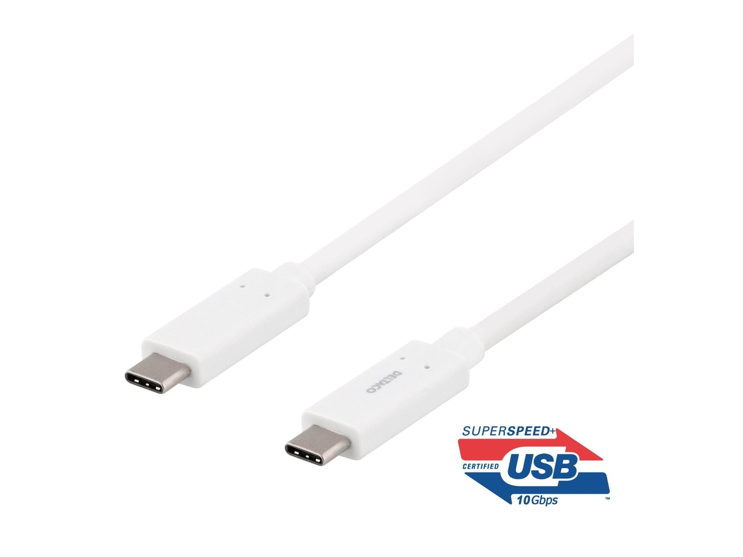 Deltaco USBC-1126M - USB-C cable - 24 pin USB-C to 24 pin USB-C - 50 cm Usb Kabel Hvid