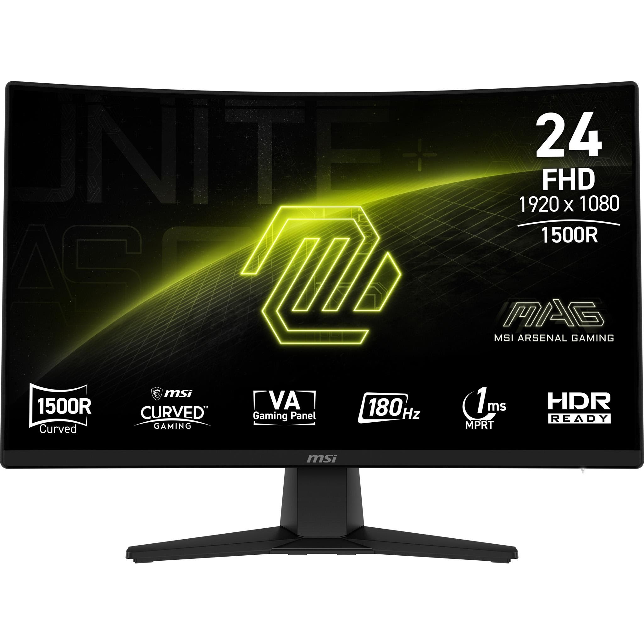 24" MSI MAG 242C - 1920x1080 (FHD) - 180Hz - VA - KVM switch Computerskærm Black
