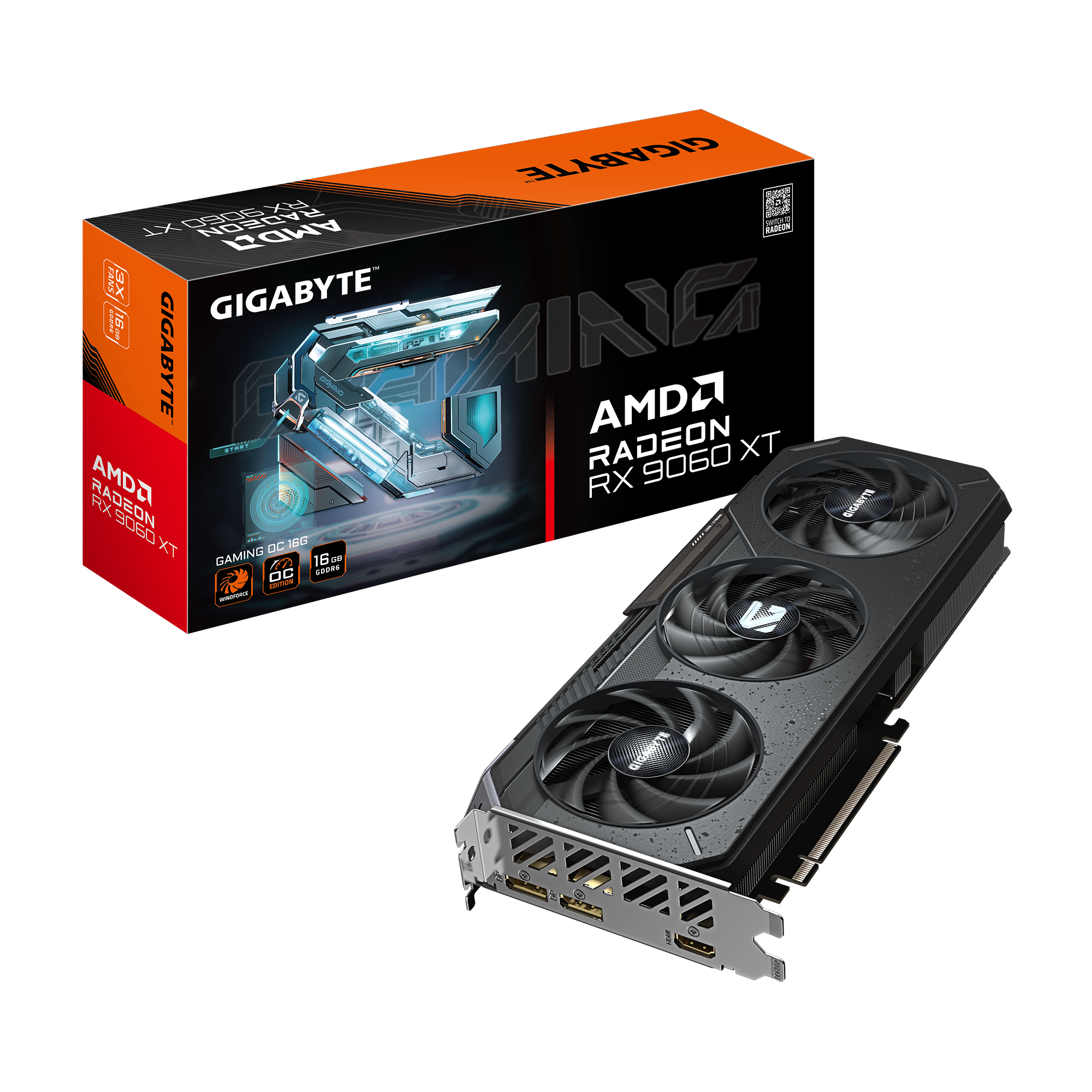 GIGABYTE Radeon RX 9060 XT GAMING OC - 16GB GDDR6 RAM - Grafikkort Grafikkort Sort GV-R9060XTGAMING OC-16GD