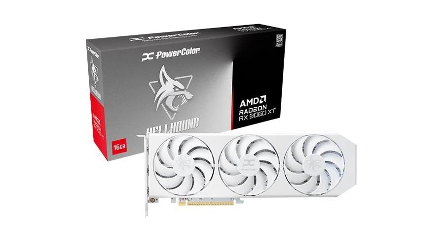 PowerColor Radeon RX 9060 XT Hellhound Spectral White - 16GB GDDR6 RAM - Grafikkort