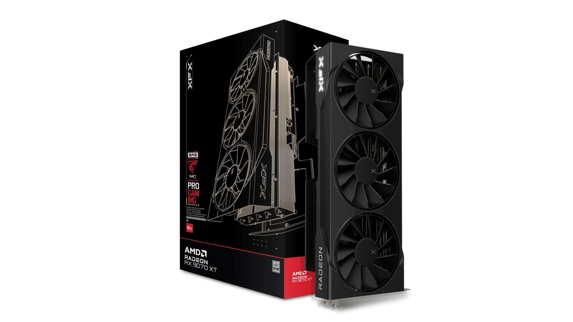XFX Radeon RX 9070 XT GAMING - 16GB GDDR6 RAM - Grafikkort Grafikkort Sort RX-97TSWF3B9