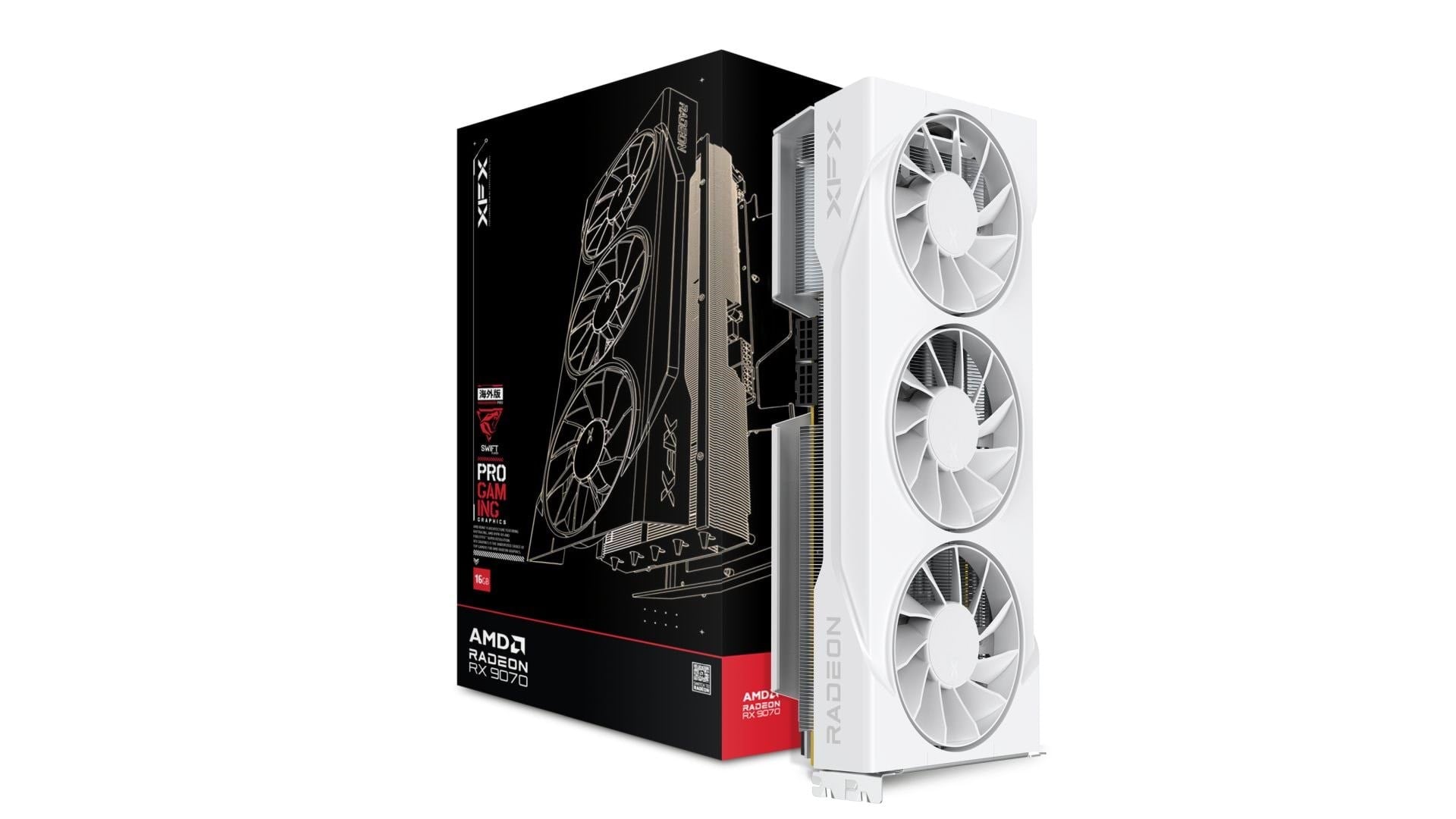 XFX Radeon RX 9070 GAMING - 16GB GDDR6 RAM - Grafikkort Grafikkort Hvid RX-97SWFT3W7