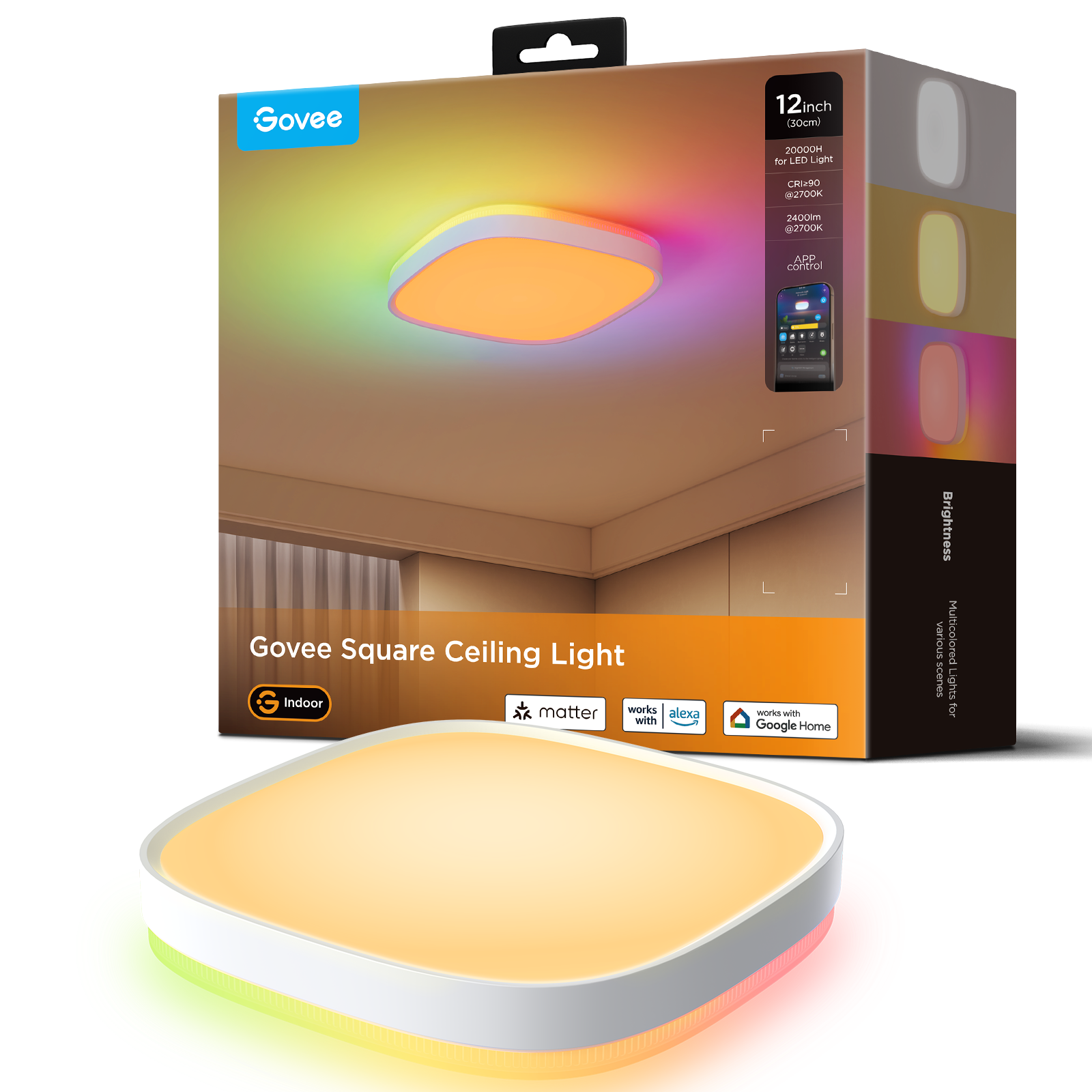 Govee 12" RGBWW + RGBIC Square Smart Ceiling Light Smart Home H80A4C01