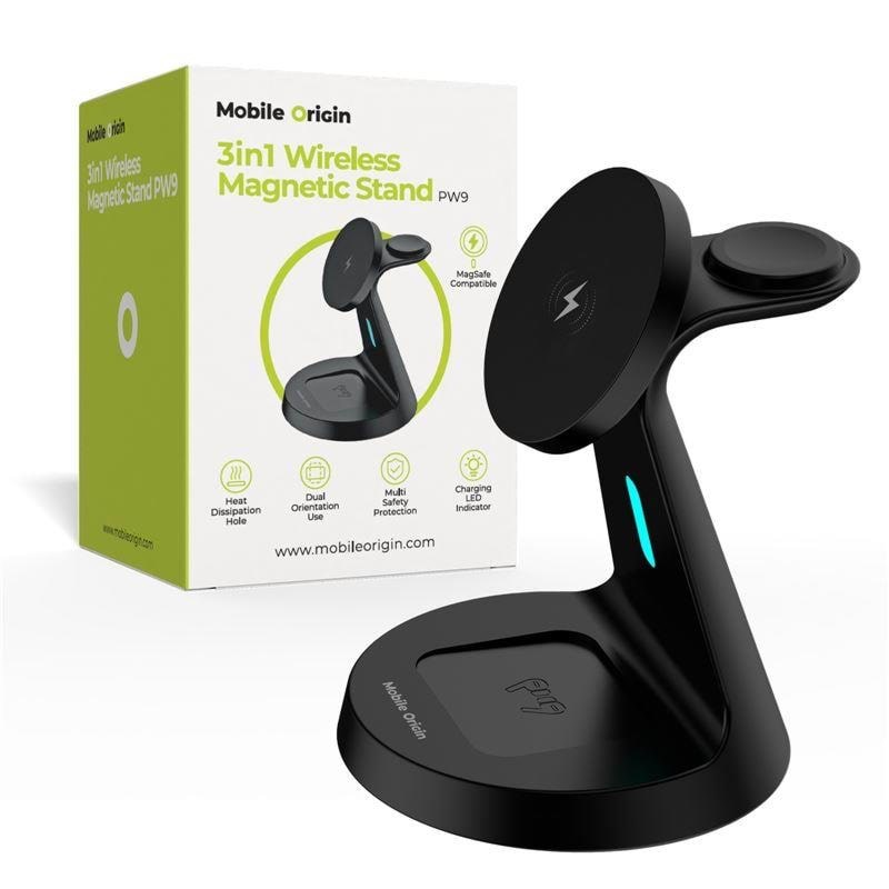 Mobile Origin 3in1 Wireless Magnetic Stand PW9 Mobil Oplader MO-31WMS-PW9