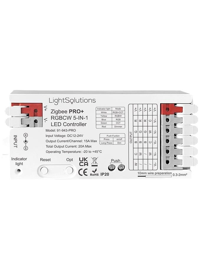 Light Solutions ZigBee Pro+ RGBCW 5-i-1 LED Controller - 12/24V Smart Home 5714255011104