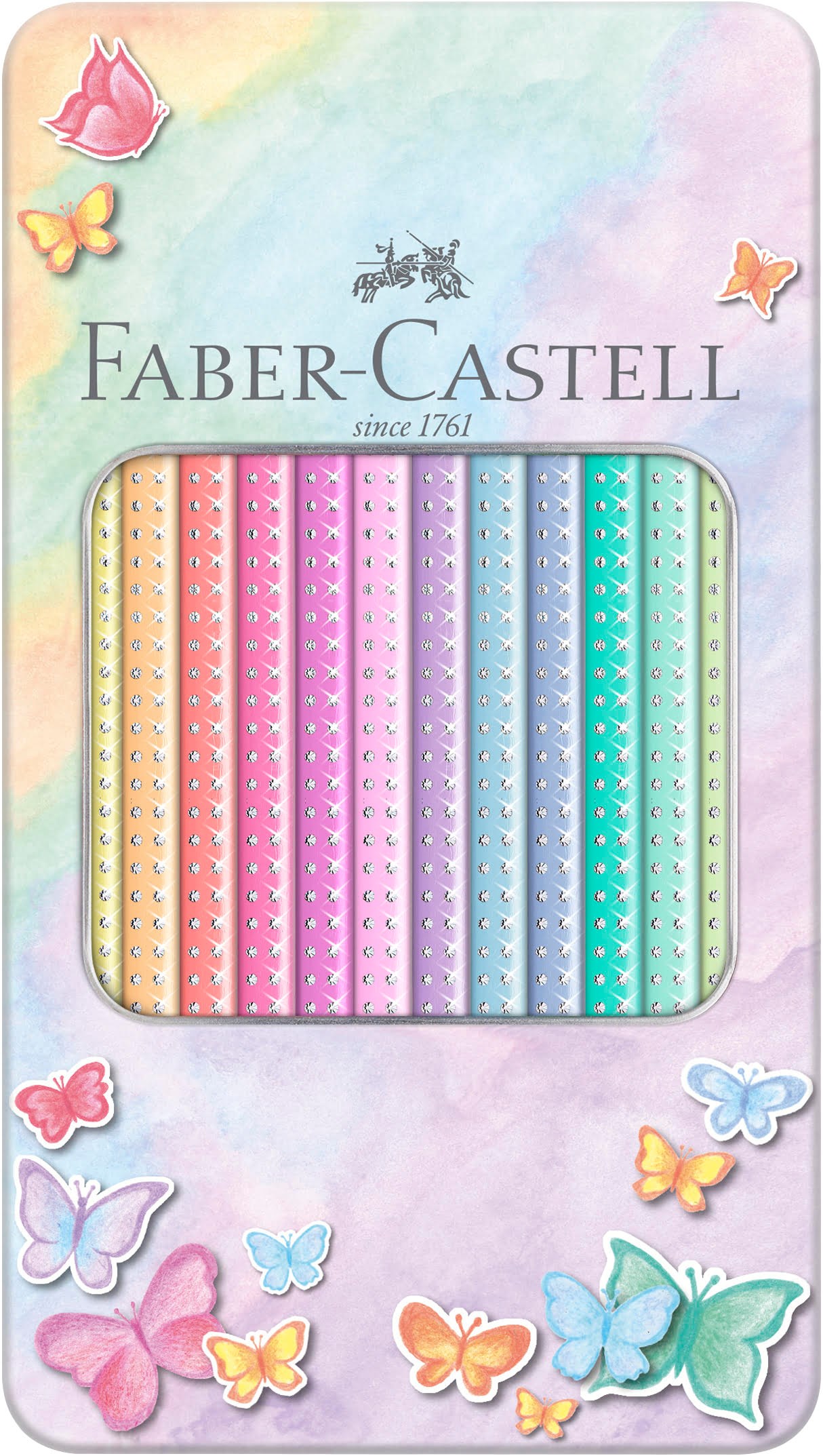 Faber-Castell Sparkle tinæske pastelfarver 12 ass farver Tegneværktøj Farvet blyant 201910