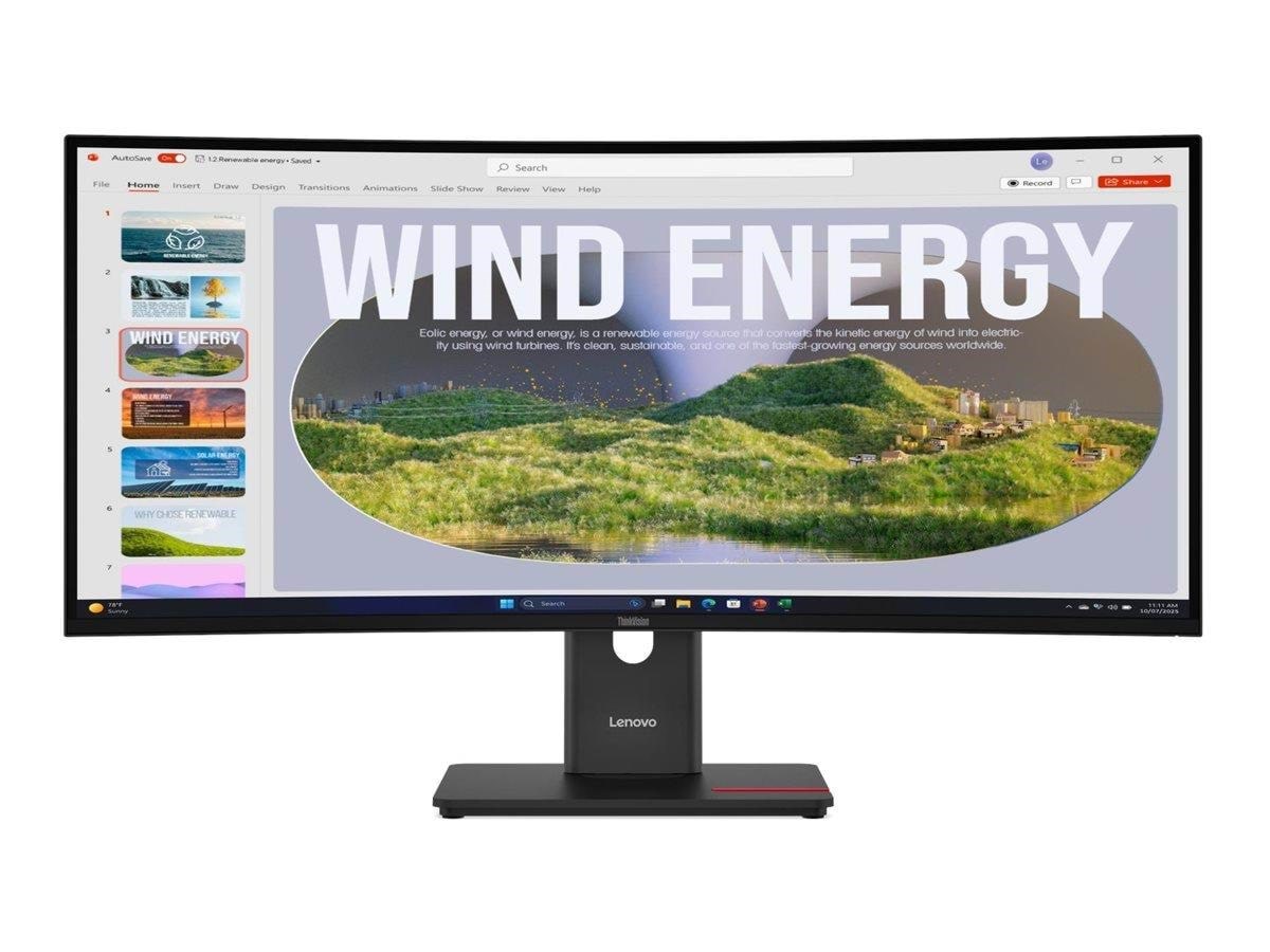 34" Lenovo ThinkVision T34WD-40 - 3440x1440 (UWQHD) - 120Hz - VA - 100W USB-C Computerskærm Black 64AEGAT1EU