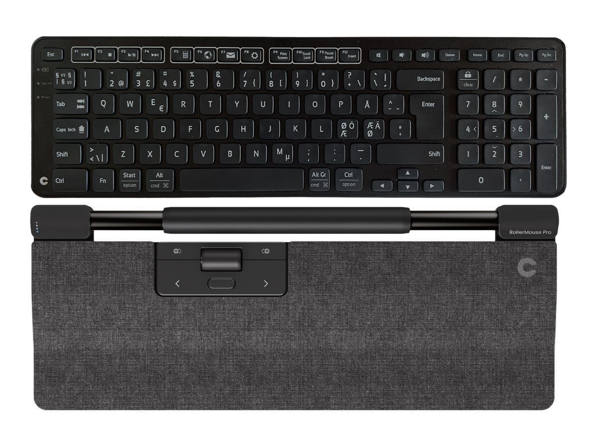 Contour RollerMouse Pro Regular Mørk Grå + Balance Keyboard BK - Trådløs - Pan Nordic Version - Keyboard and rollerbar set - Nordisk - Grå Tastatur 