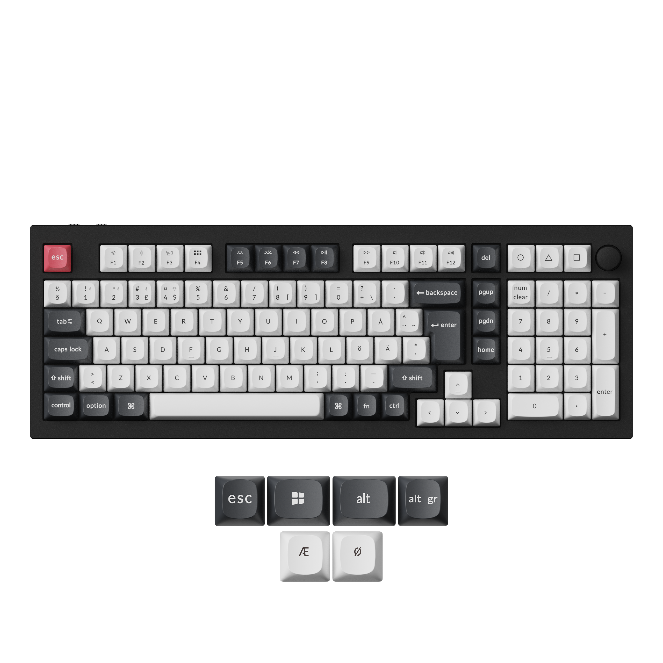 Keychron Q5 HE 96% Knob Wireless Tri-Mode QMK - Gateron 2.0 Magnetic Switch - Carbon Black - Gaming Tastatur - Nordisk - Sort